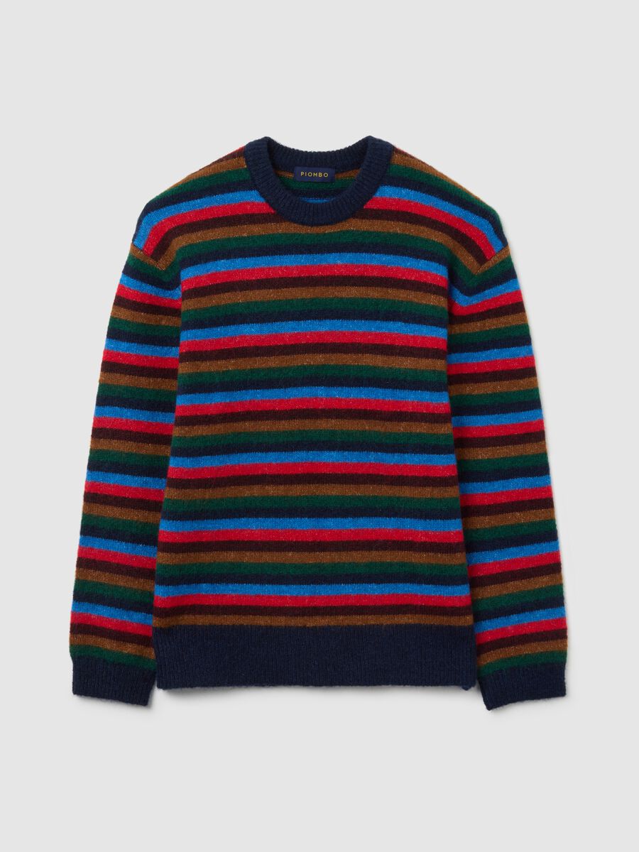 Maglione a righe regular fit multicolor in misto lana_4