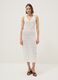 White pure cotton slim-fit dress with broderie detail and deep V-neck_0