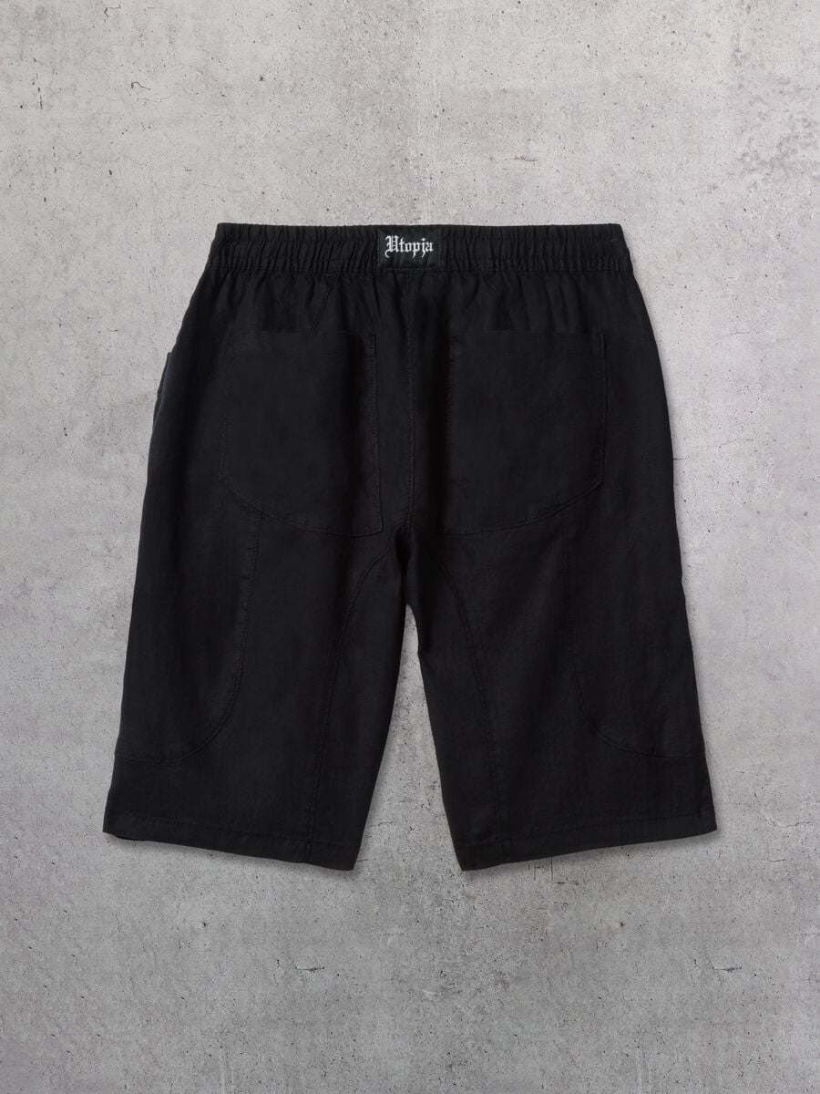 100% Linen Shorts Black_5