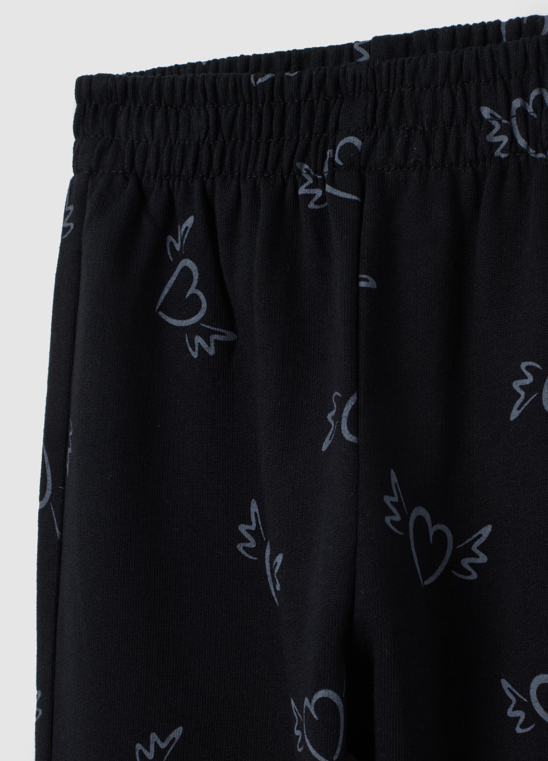Pantaloni da bambina in puro cotone nero regular fit