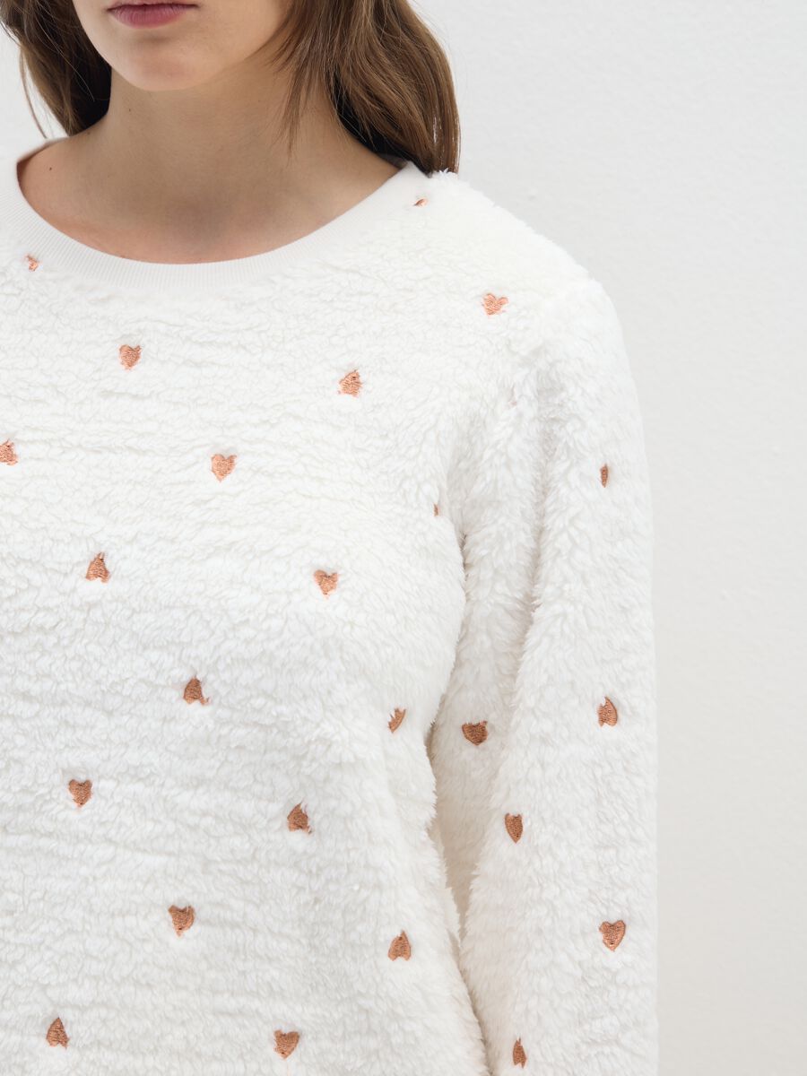 White regular fit pyjama top with print_3