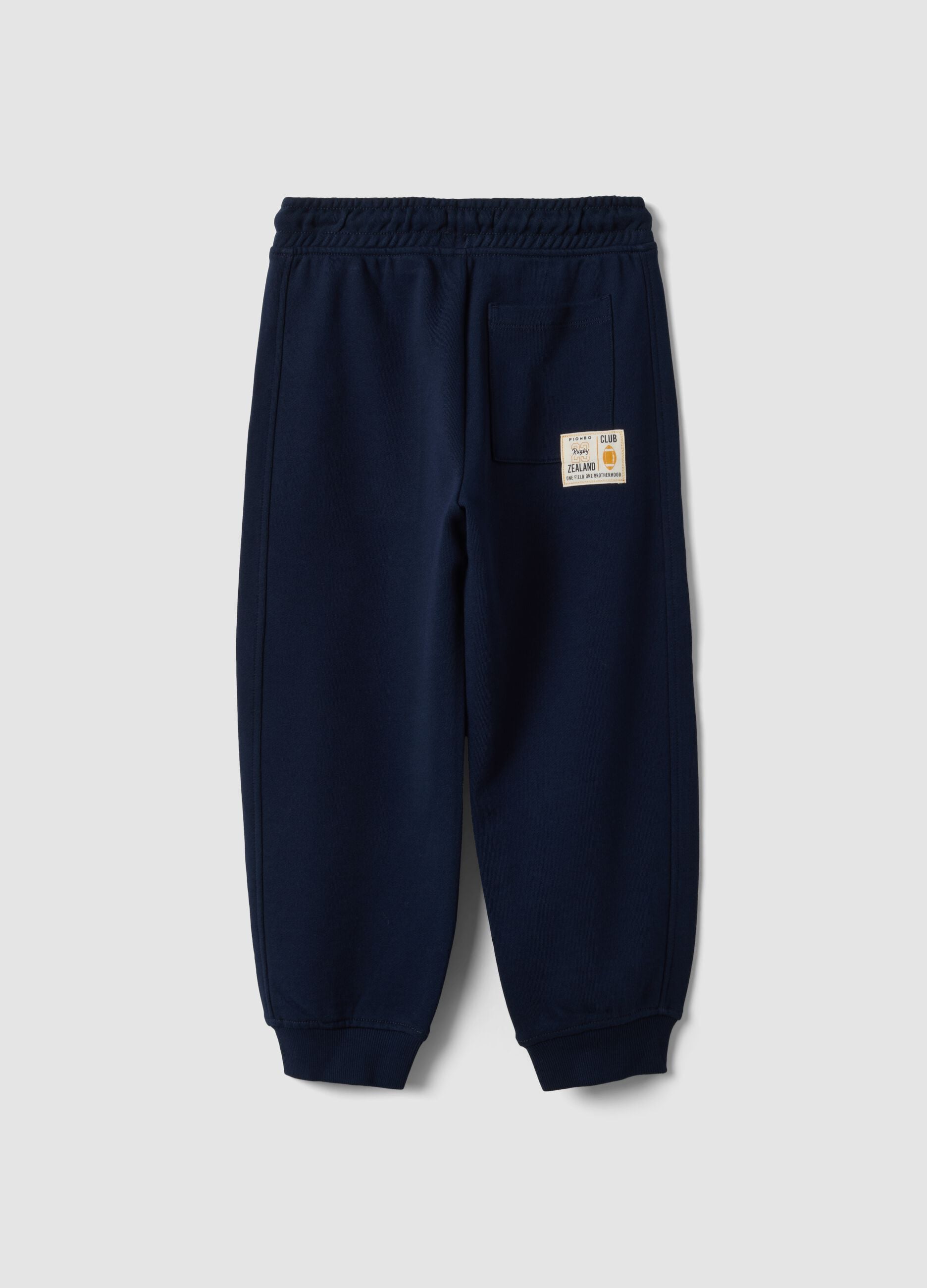 Pantaloni jogger blu in puro cotone con vita elasticizzata per bambino