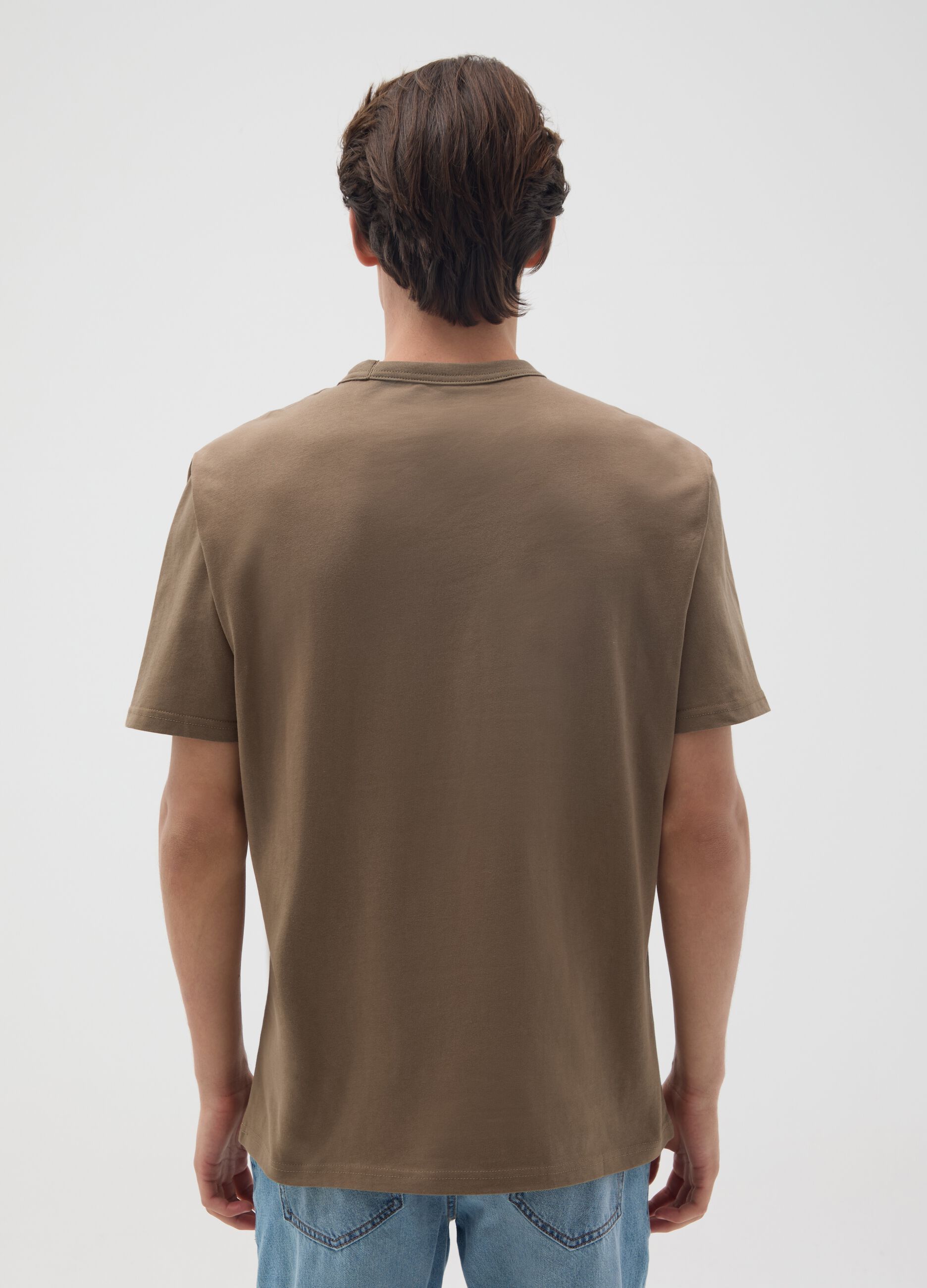 T-shirt in puro cotone marrone regular fit