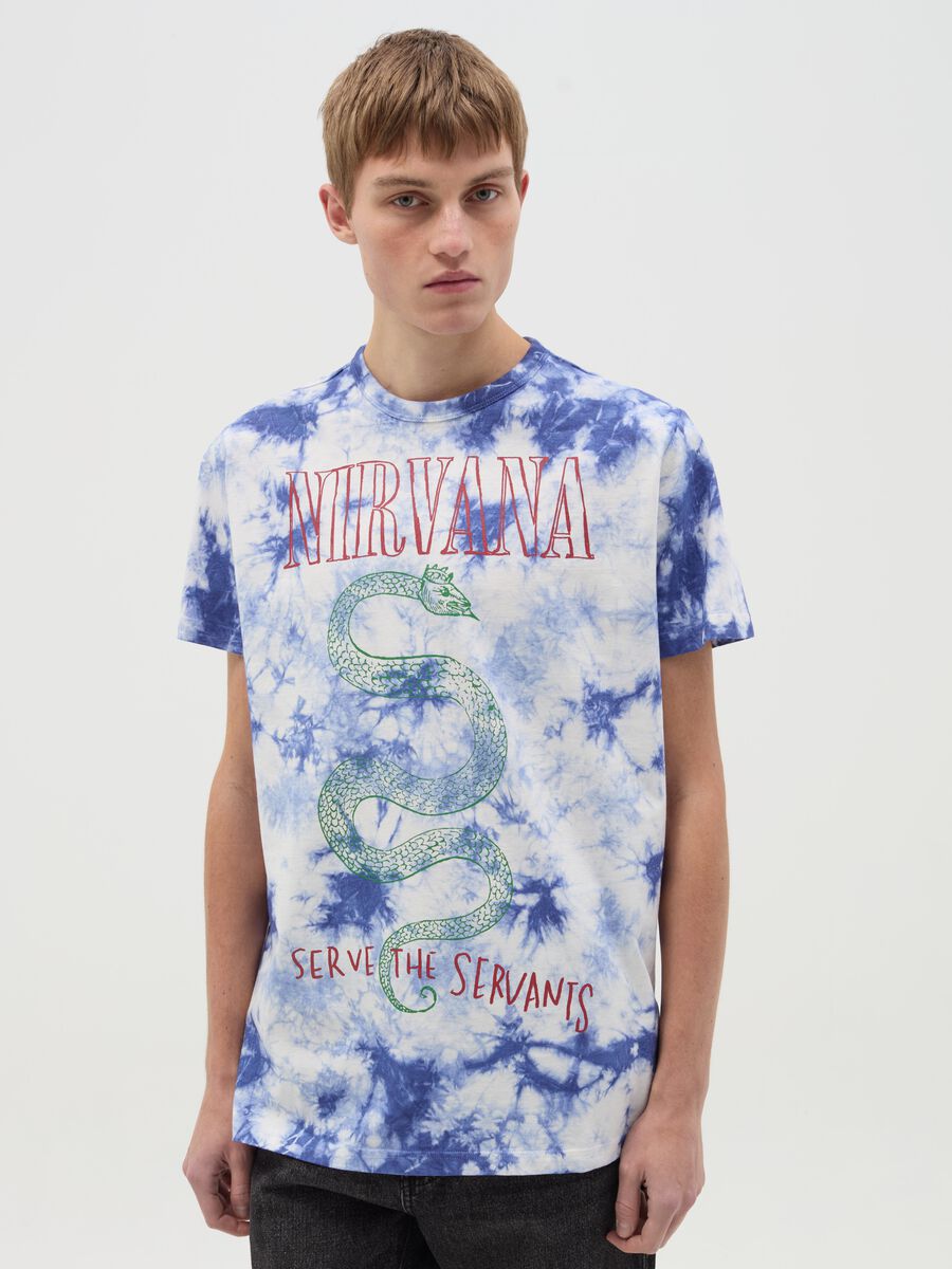 Tie-dye T-shirt with Nirvana print_0