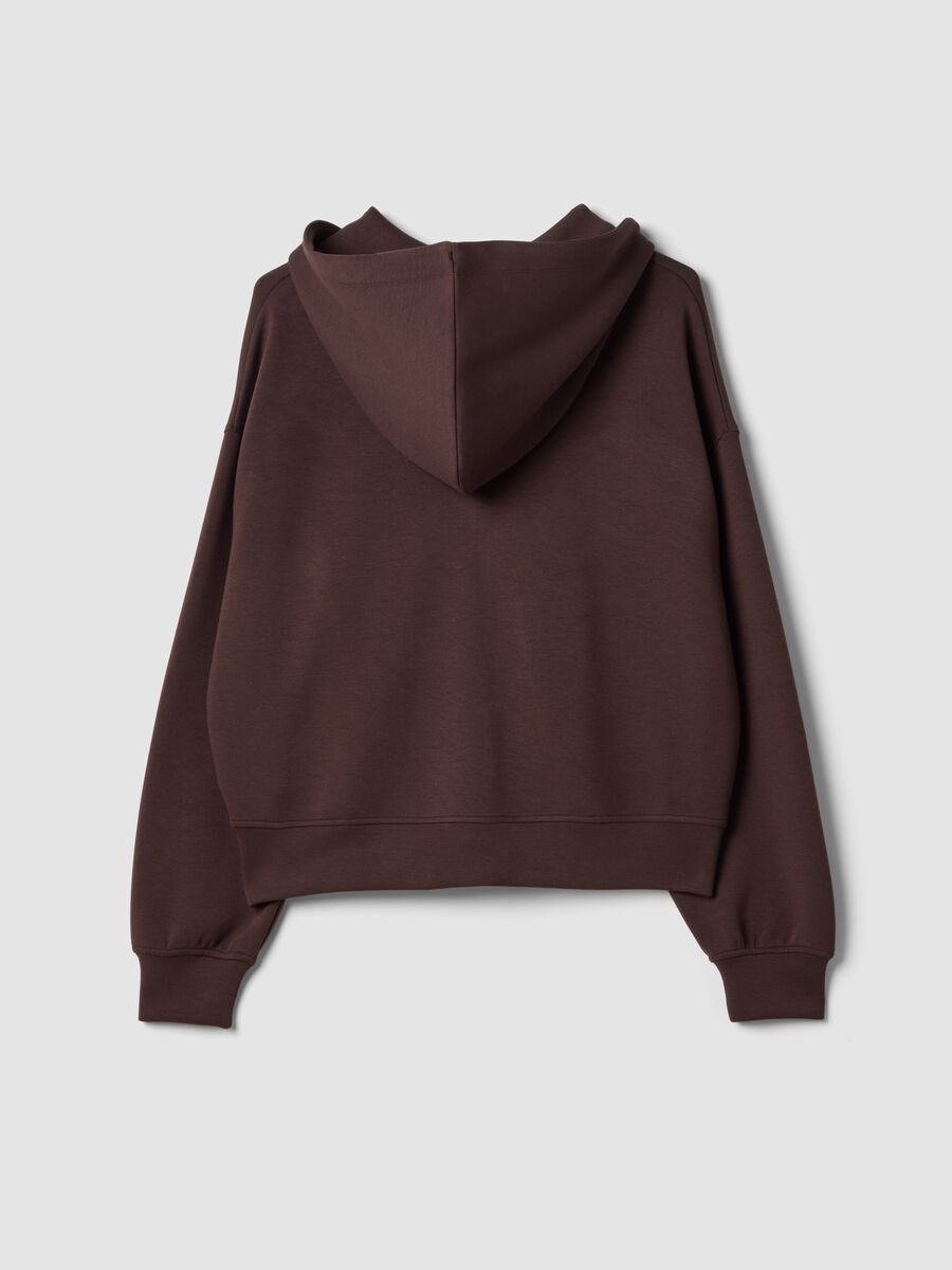 Felpa marrone in modal elasticizzato con cappuccio regular fit_2