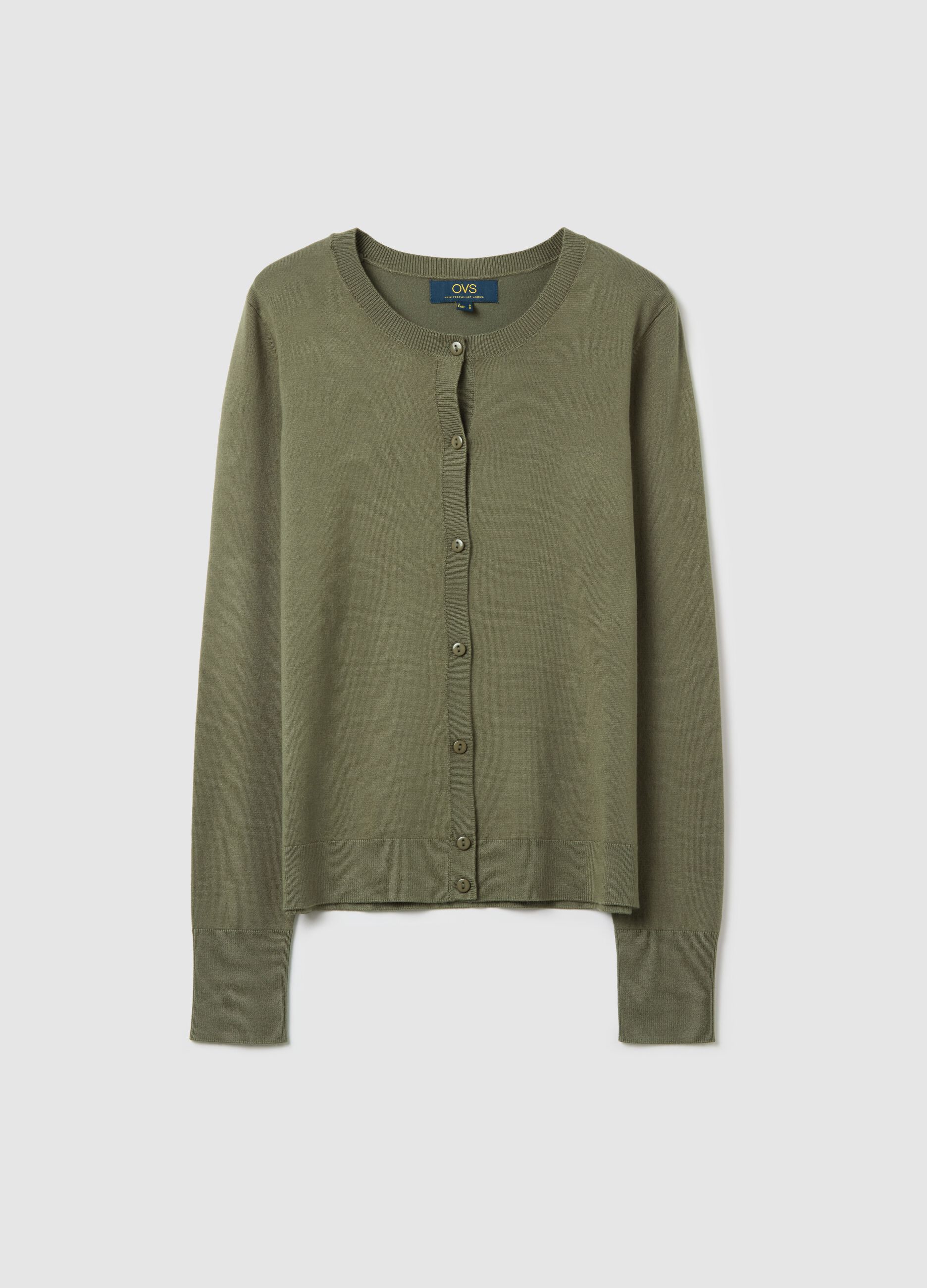 Cardigan girocollo tinta unita