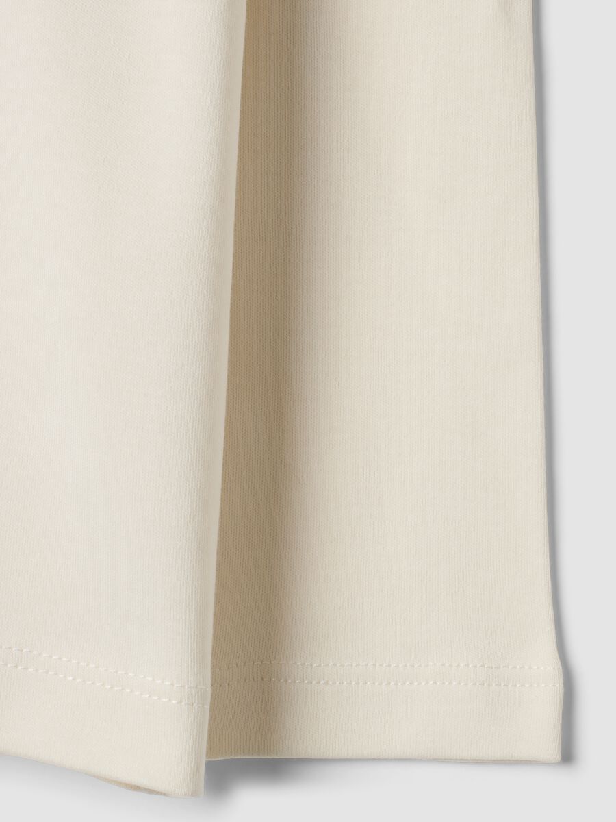 T-shirt bianca in puro cotone con girocollo e stampa lupo over fit_3