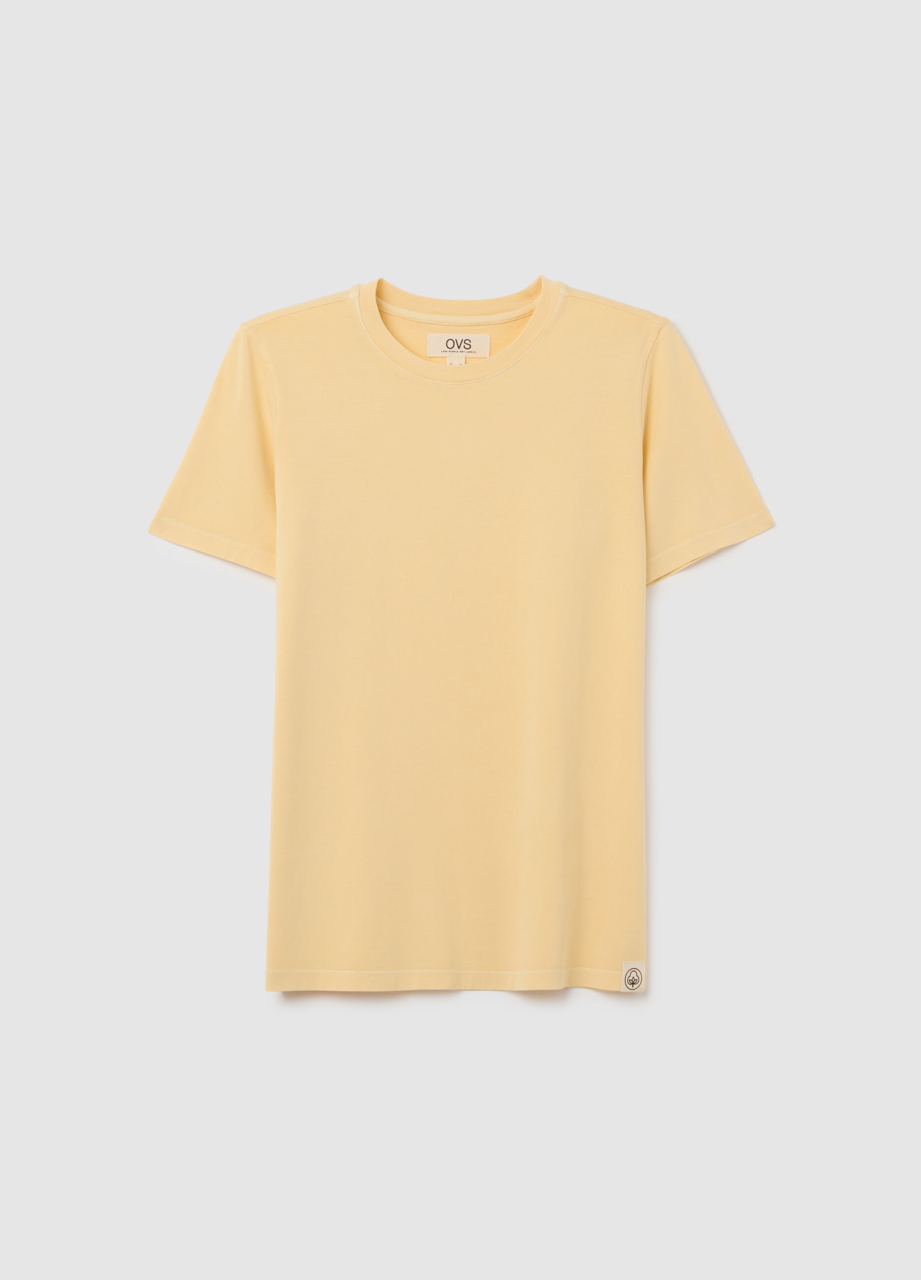 T-shirt gialla da donna in puro cotone italiano regular fit