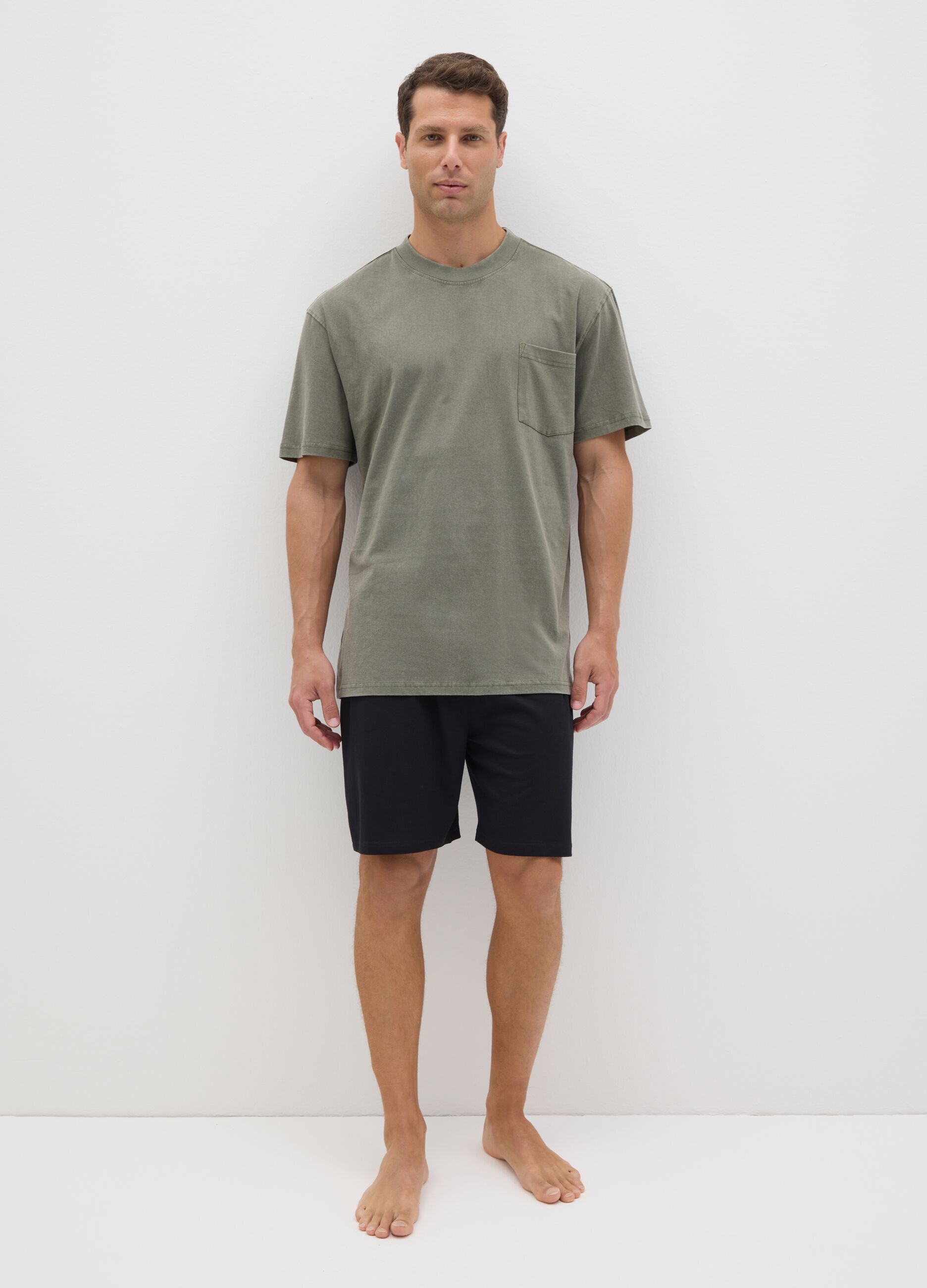 Men's green pure cotton comfort fit set