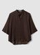 Blusa marrone in misto viscosa regular fit con collo coreano_4