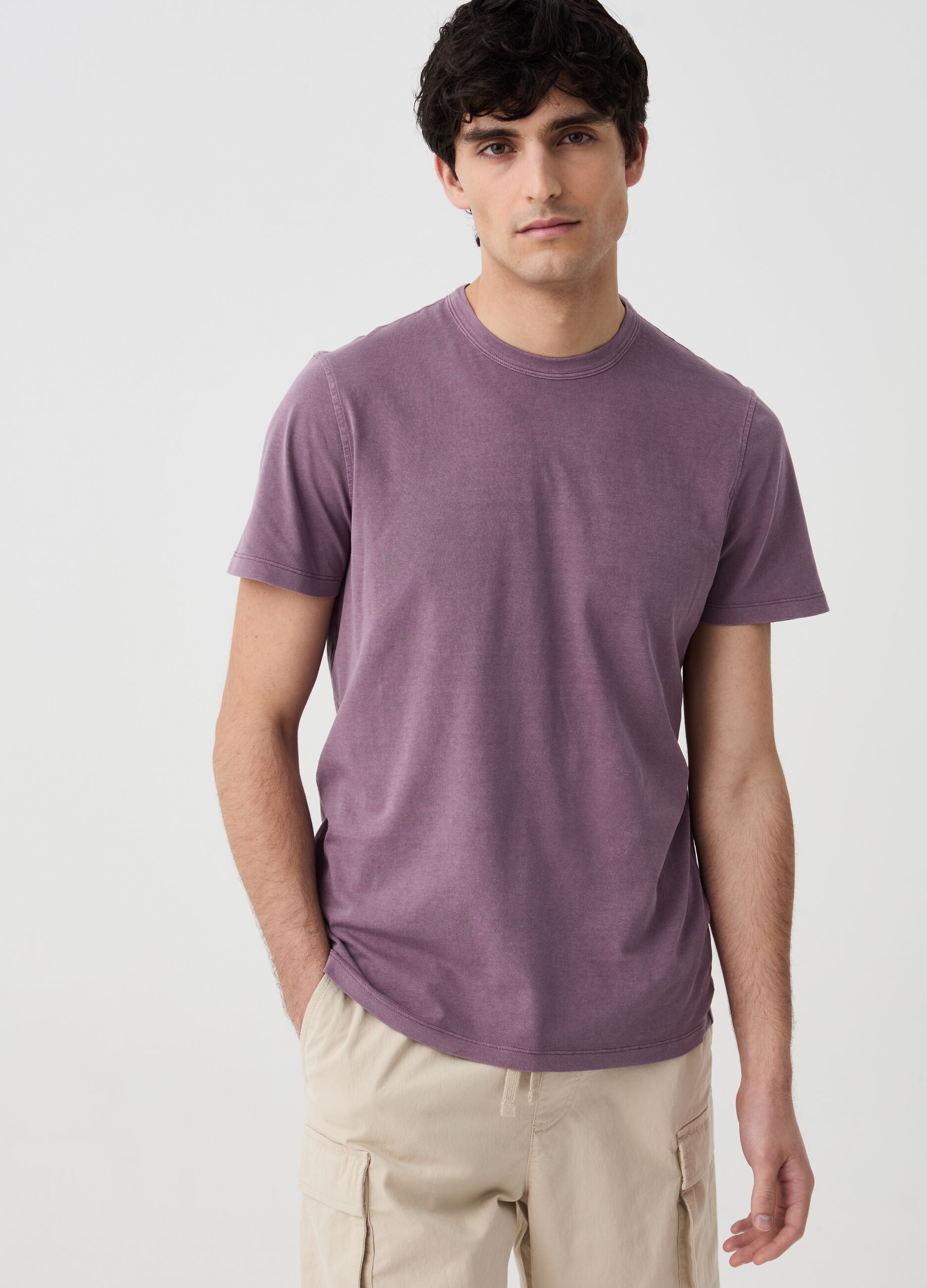 T-shirt in cotone con scollo rotondo