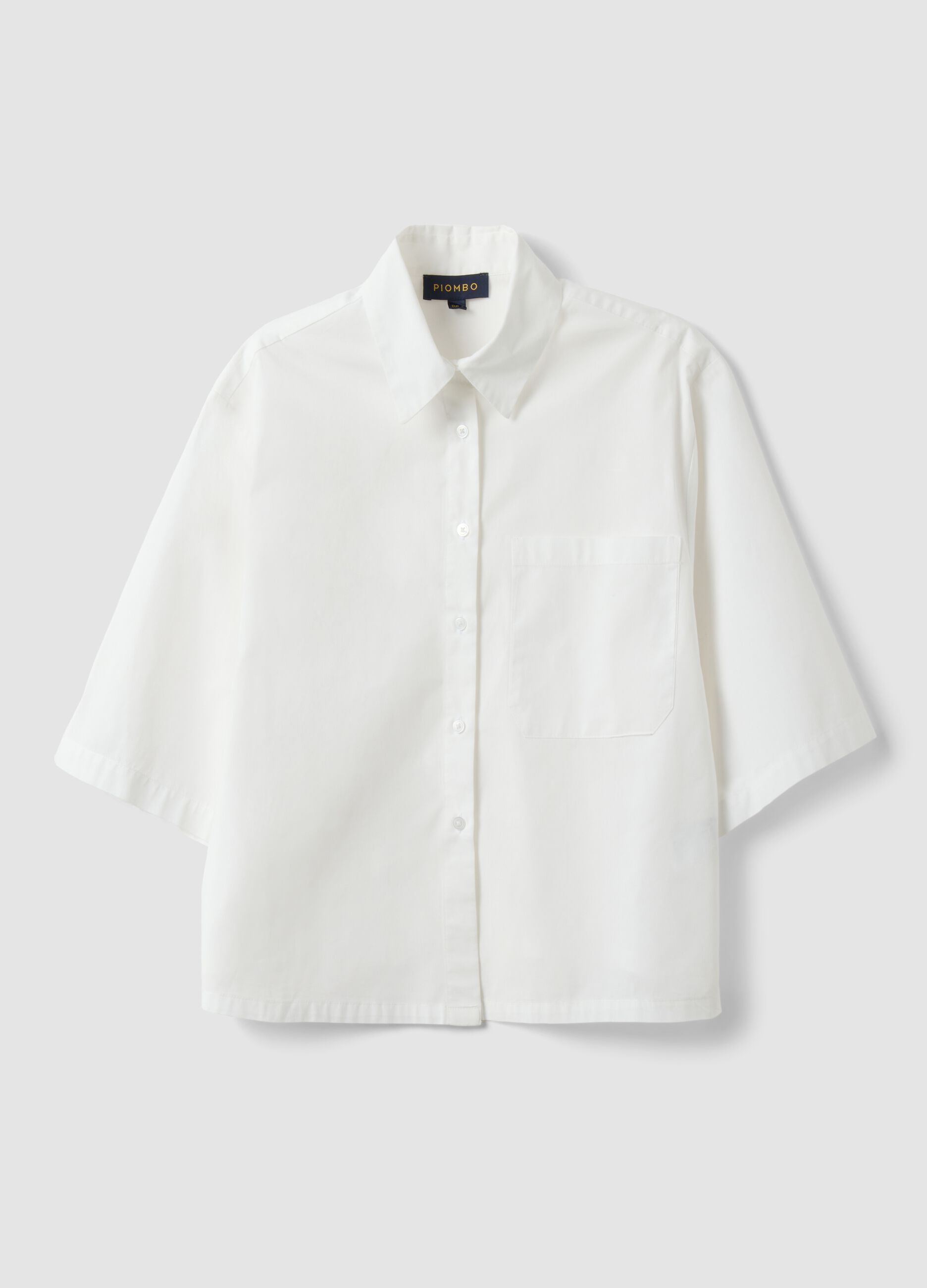 White pure-cotton shirt with patch pocket and oversized fit