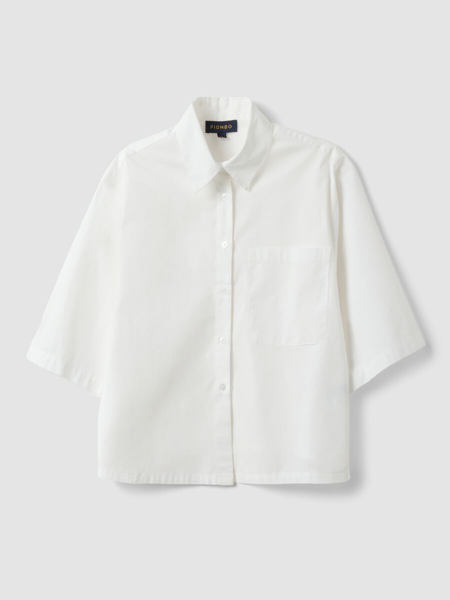 White pure-cotton shirt with patch pocket and oversized fit_4