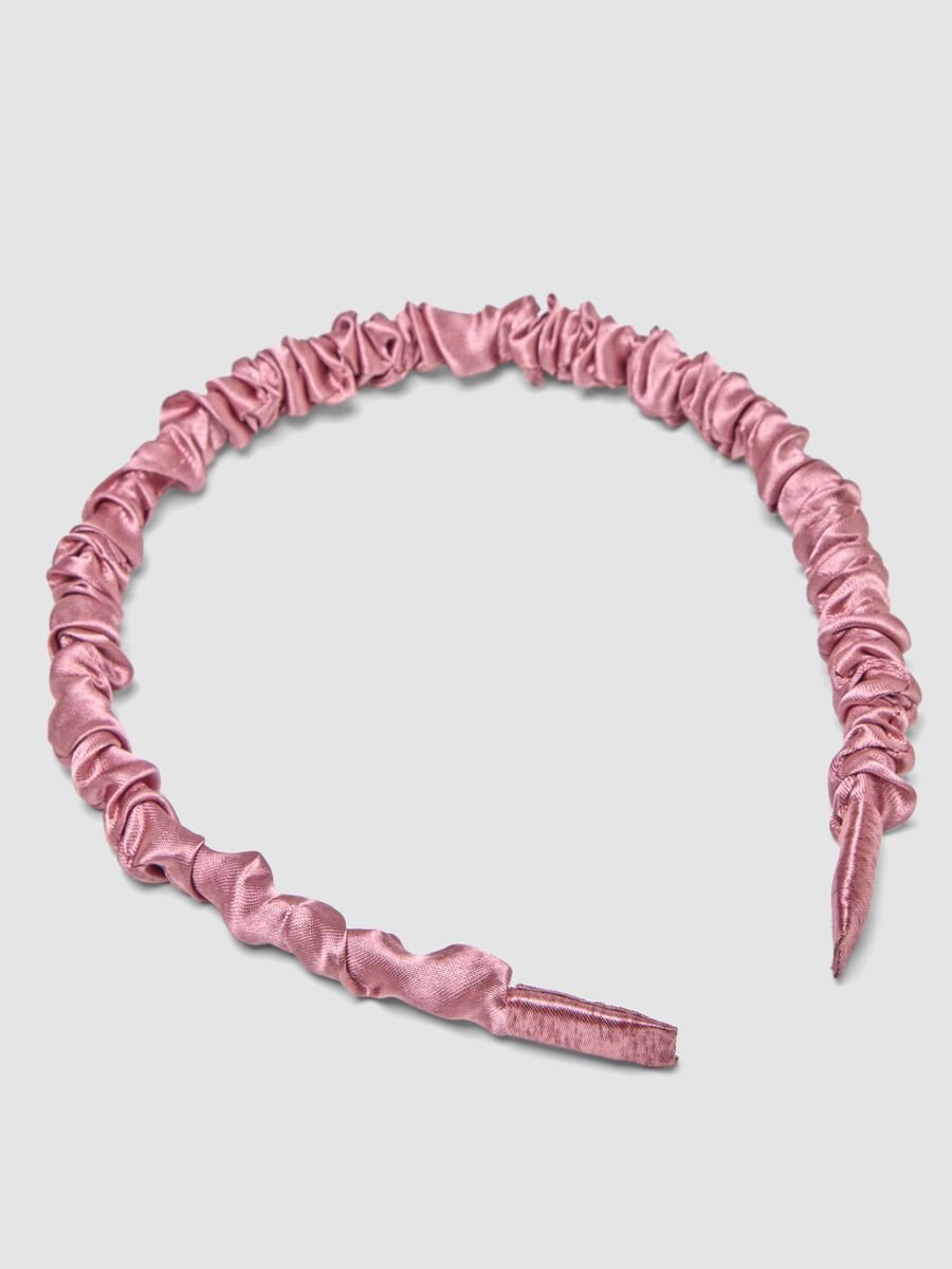Cerchietto rigido rosa arricciato per capelli_1