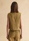 Brown Denim Sleeveless Blazer in Pure Cotton Regular Fit_3