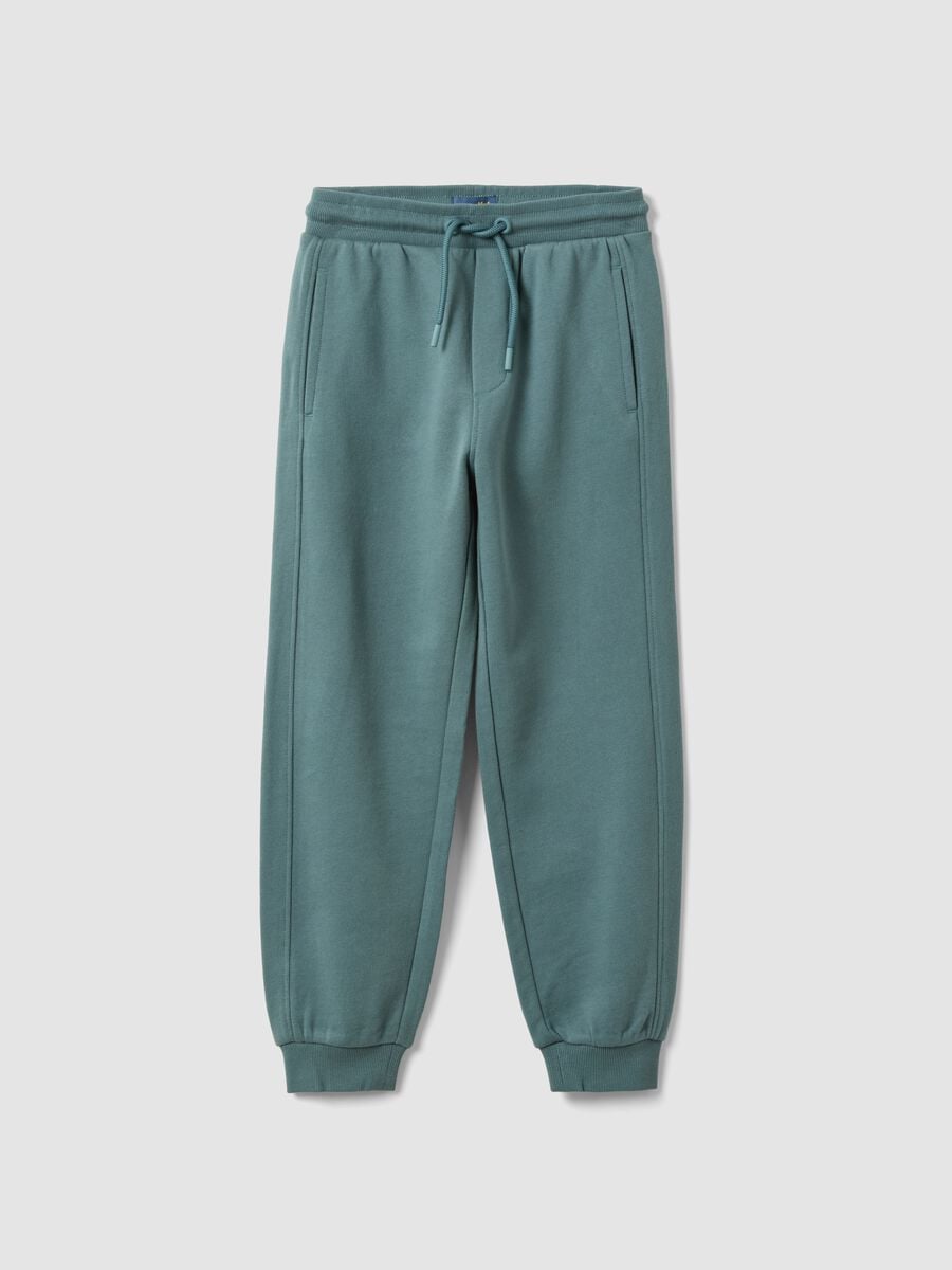 Pantaloni jogger blu in cotone organico_0