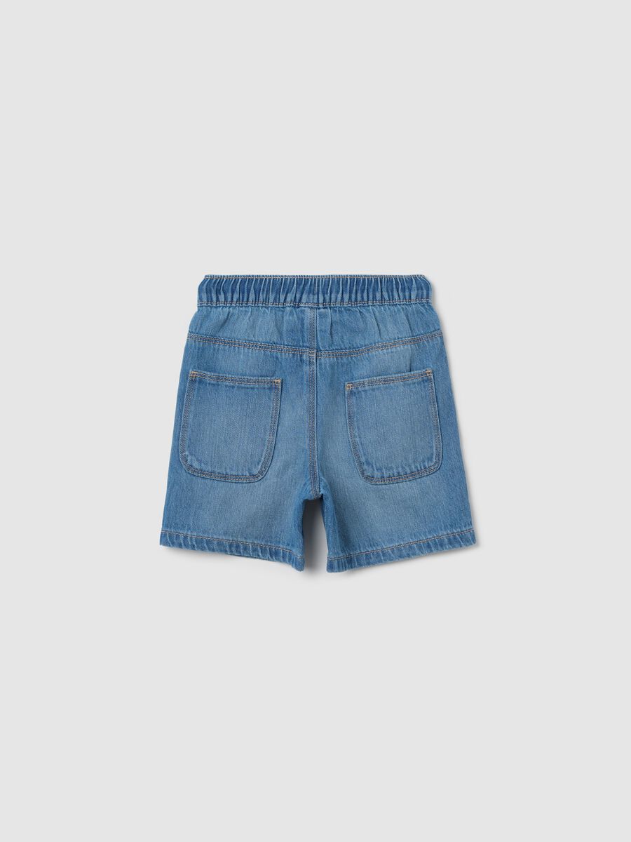 Denim Bermuda shorts with pockets and drawstring_1
