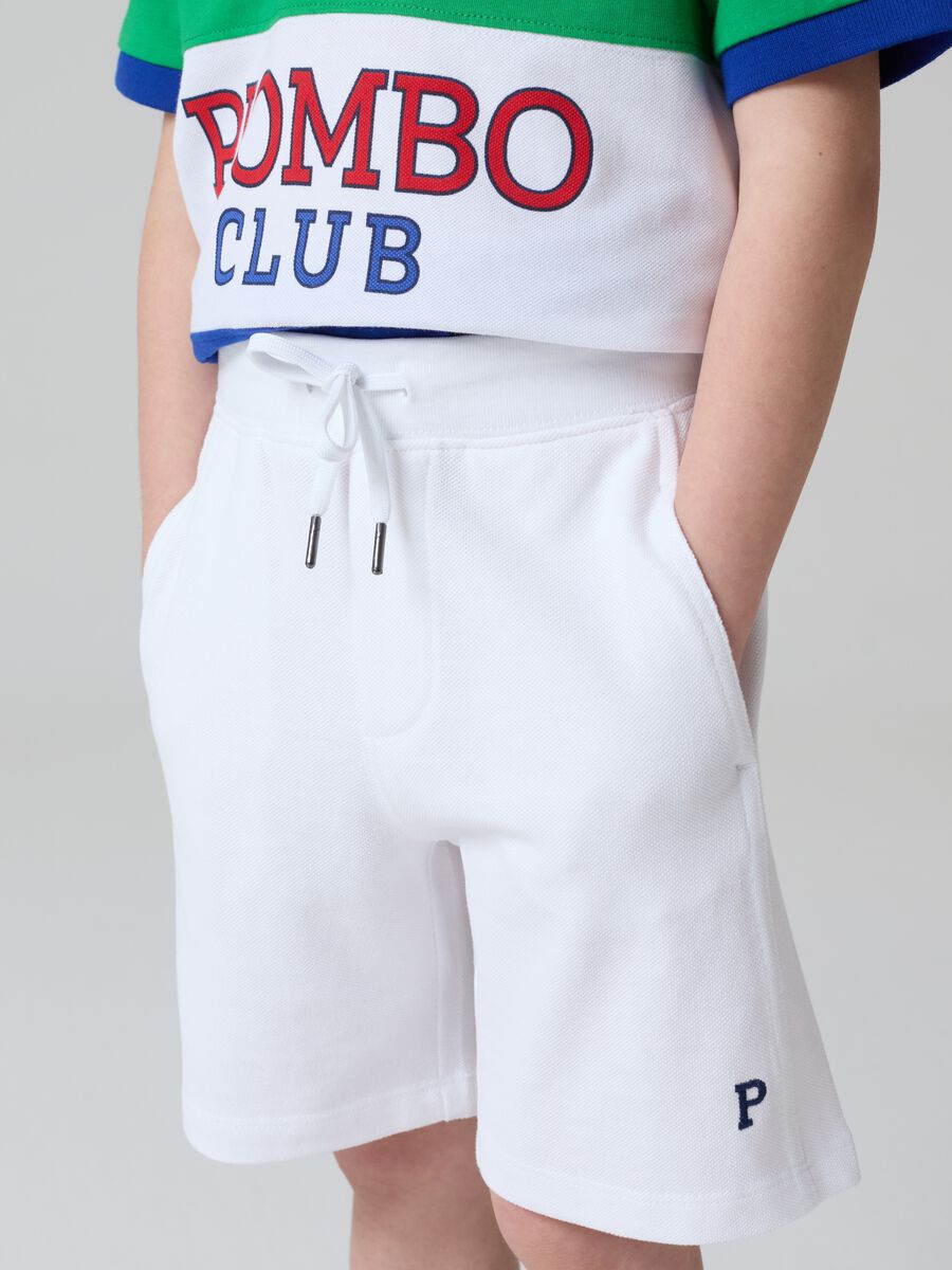 Piquet Bermuda shorts with logo embroidery_1
