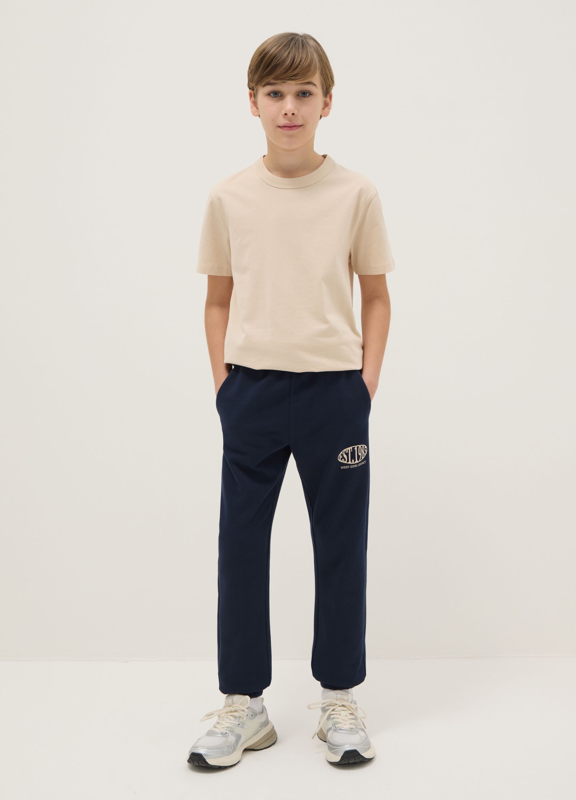 Boys' Blue Jogger Trousers in Pure Cotton Regular Fit