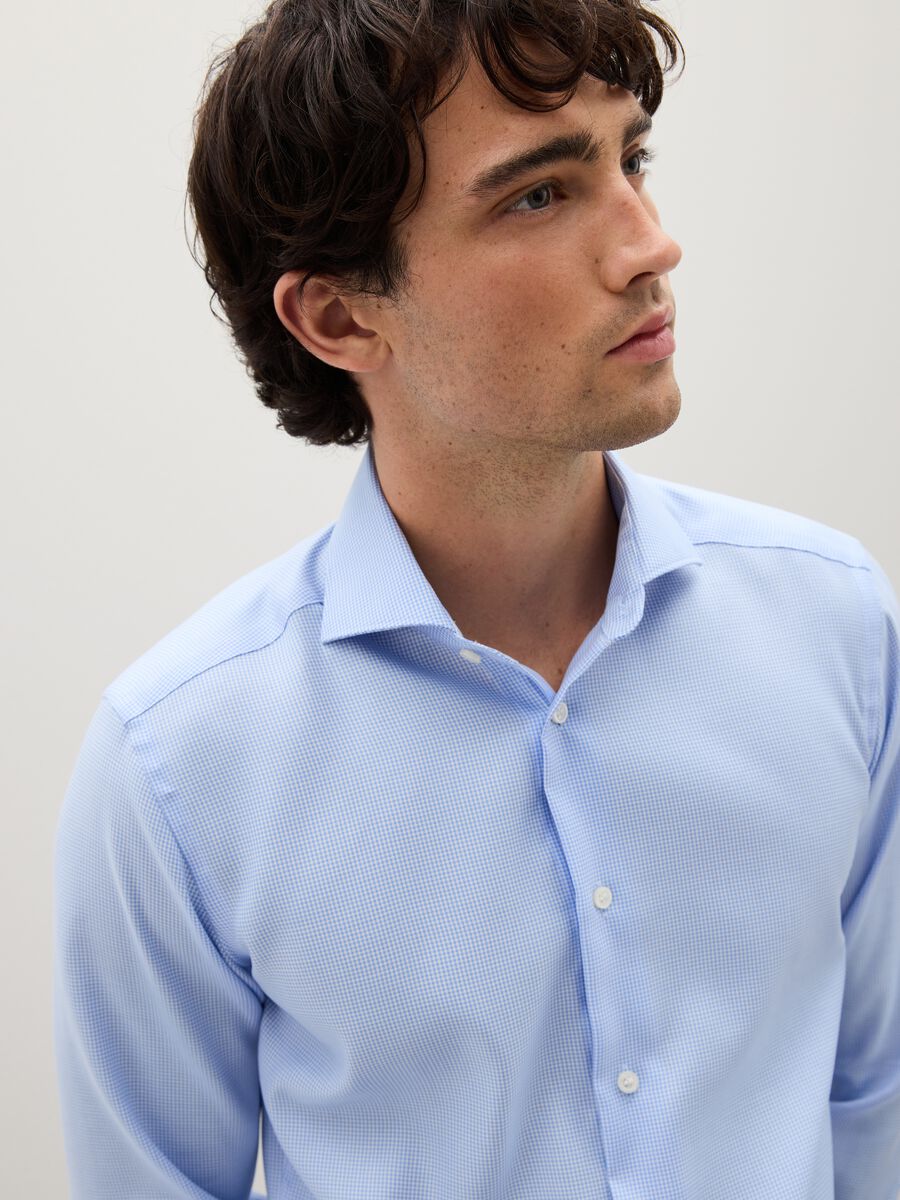Slim fit blue cotton shirt_0
