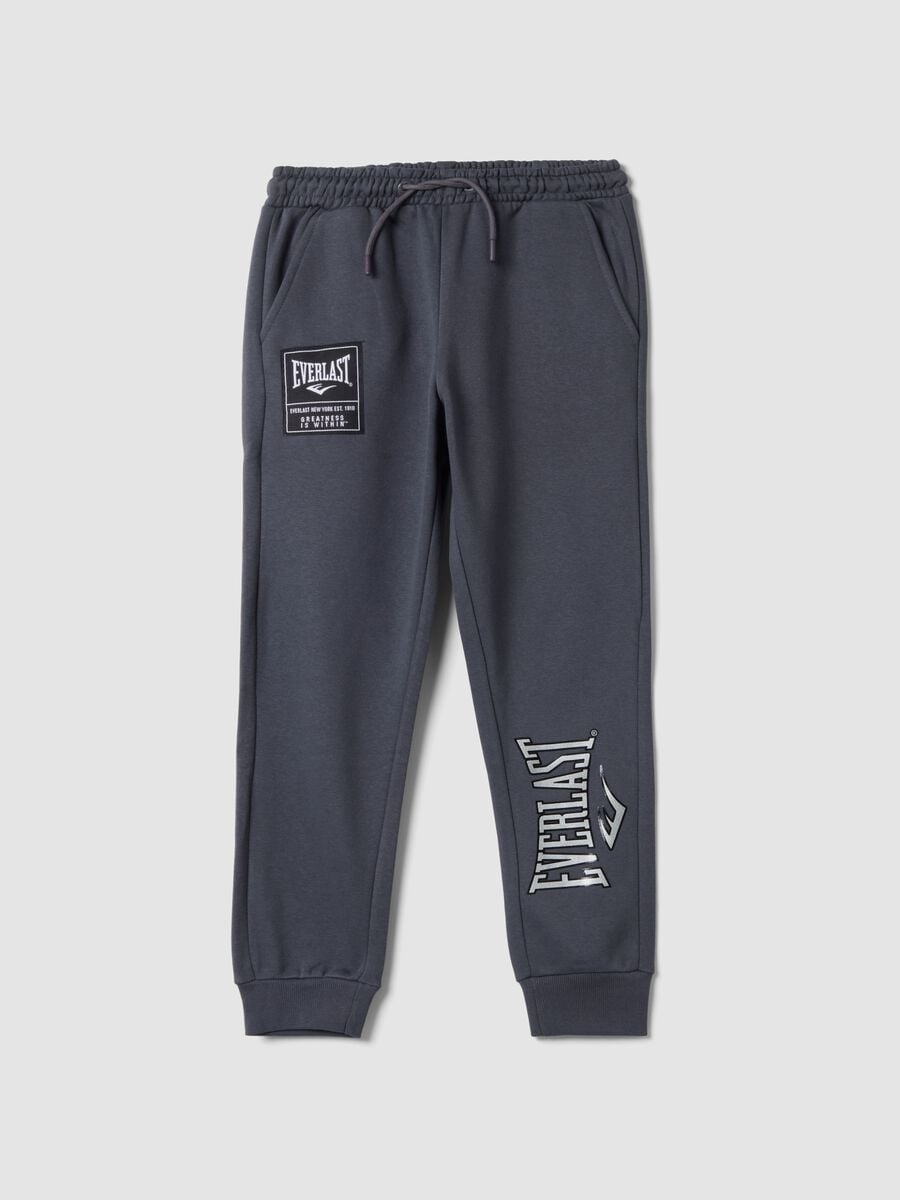 Blue cotton-blend track trousers_0