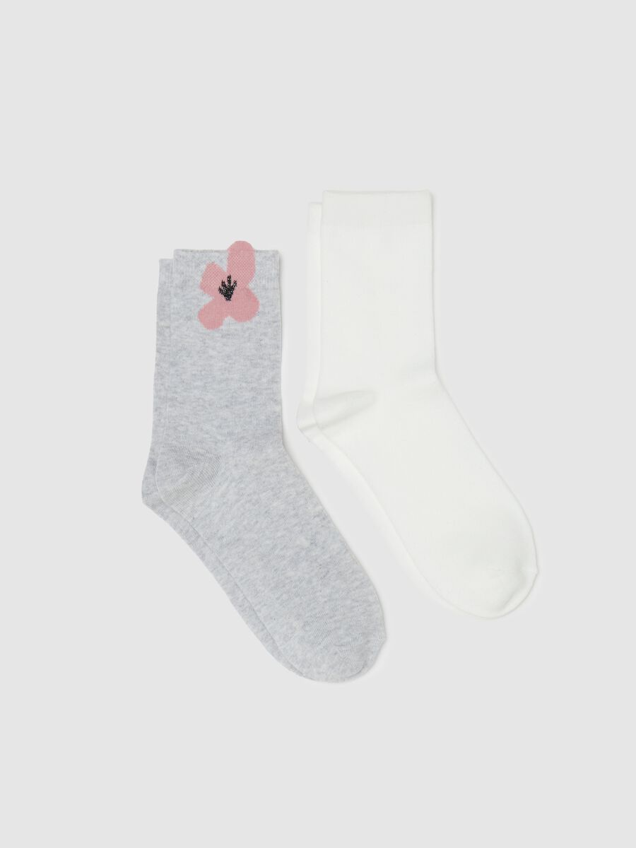 Two-pair pack short socks with flower_0