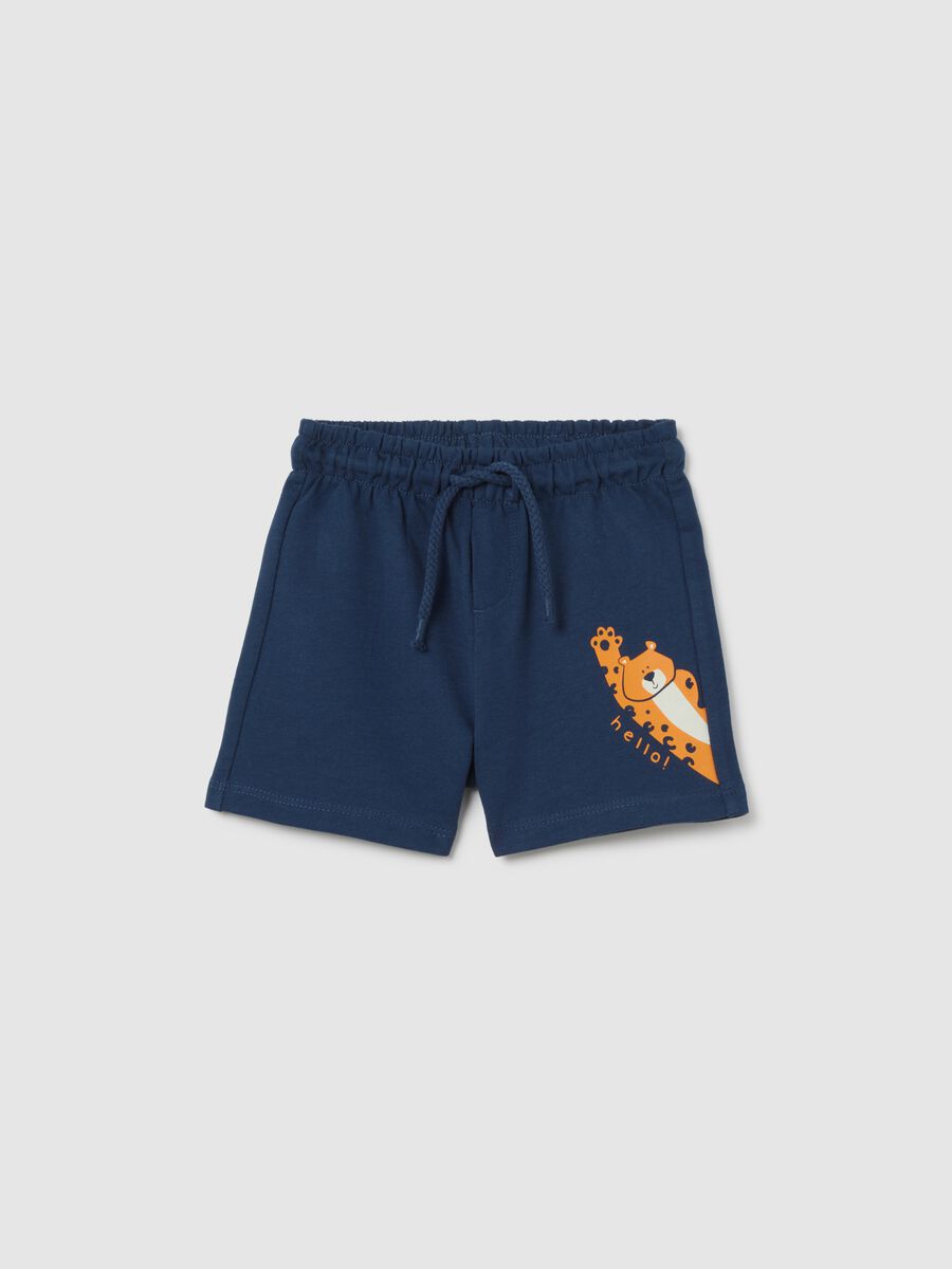 Children's blue pure cotton shorts regular fit with print_0