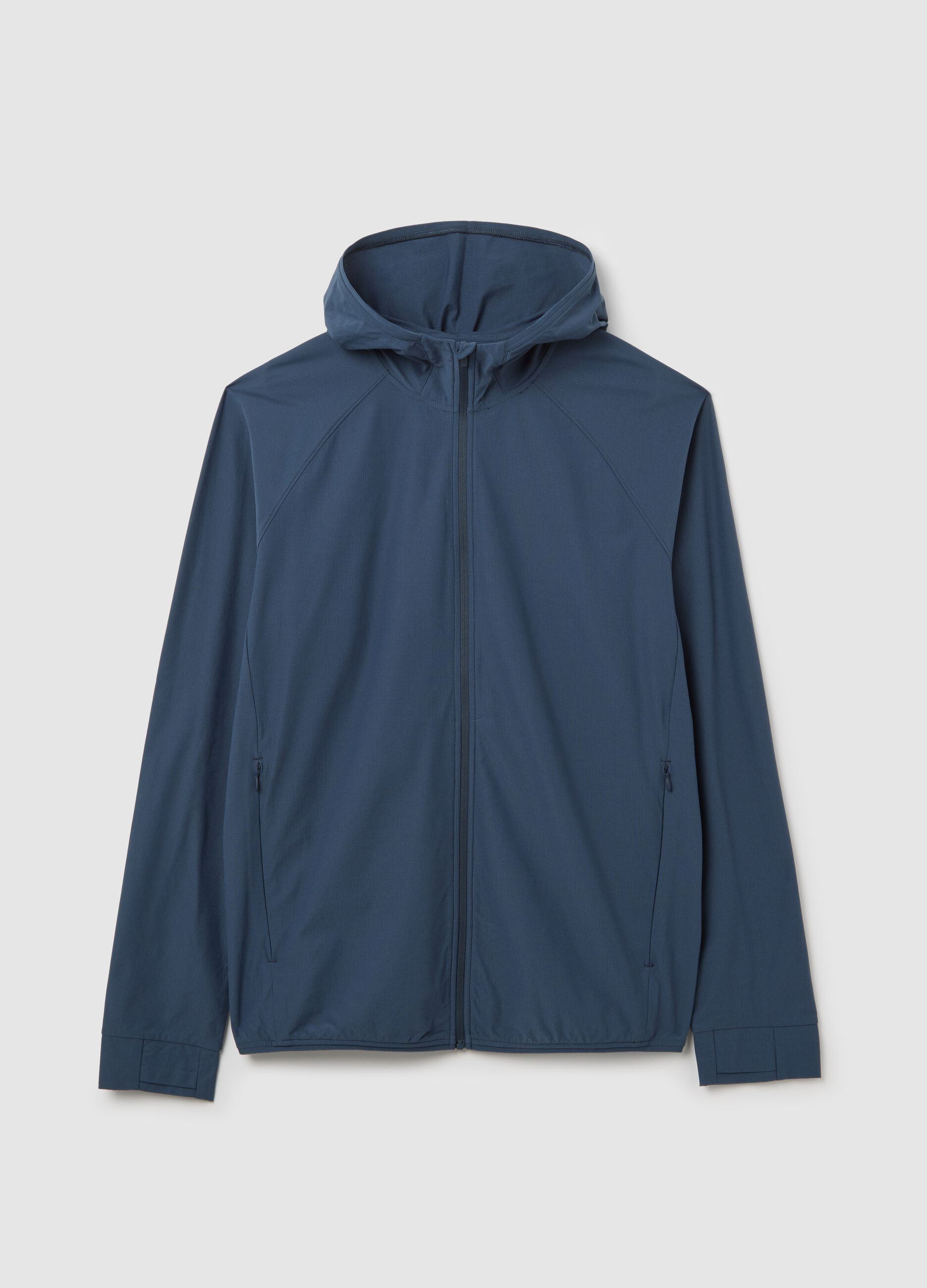 Full-zip in tessuto tecnico con cappuccio