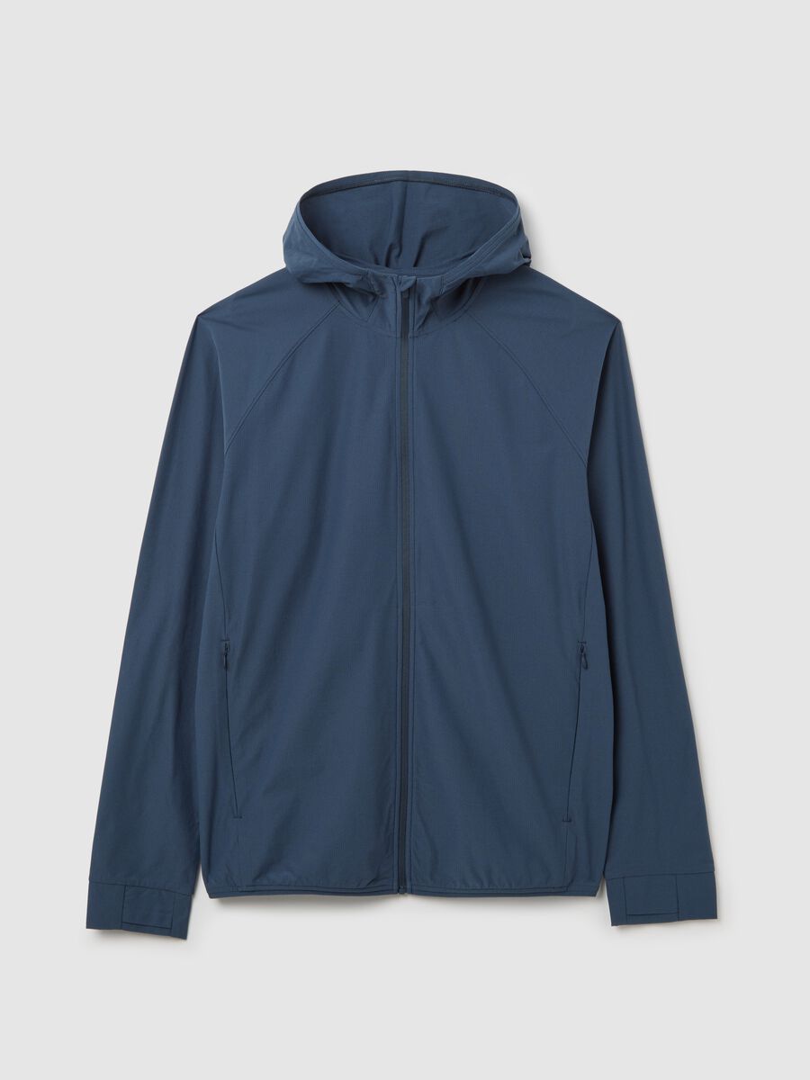 Full-zip sweatshirt in technical fabric with hood_4