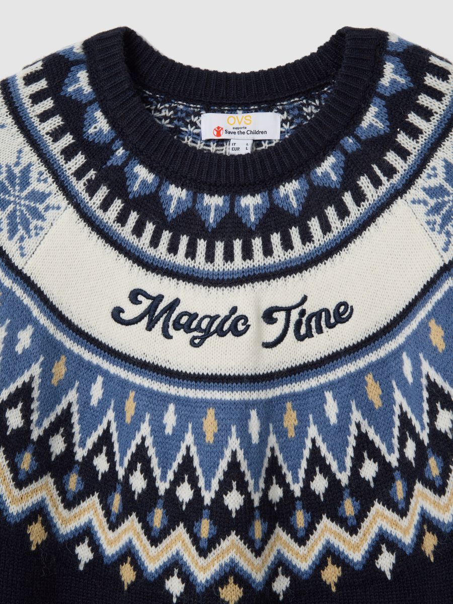 Save the Children Christmas Jumper with Blue Jacquard Pattern_5