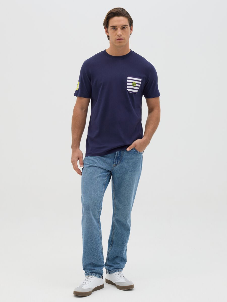 Navy blue T-shirt with short sleeves_1