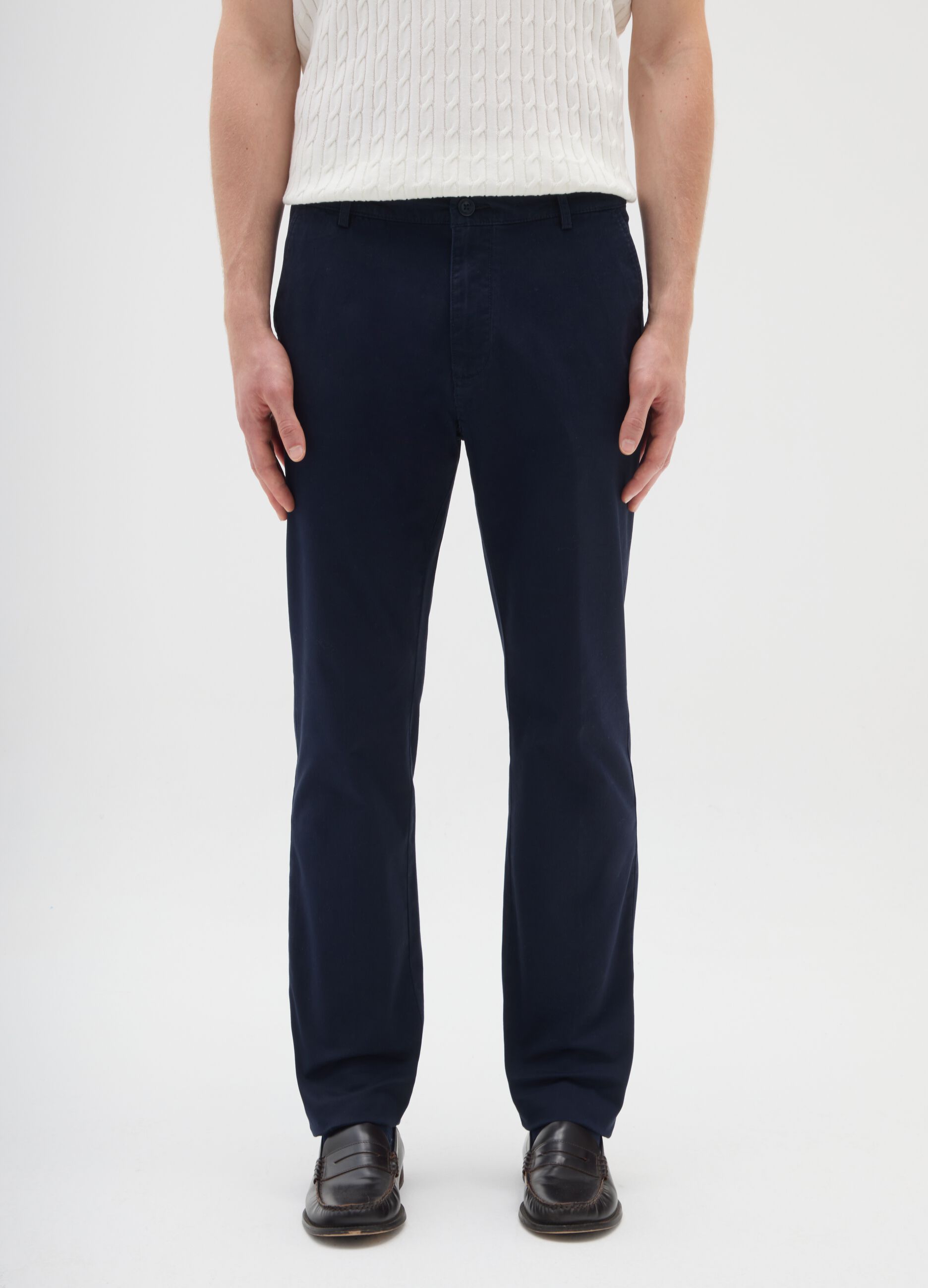 Blue stretch cotton trousers regular fit