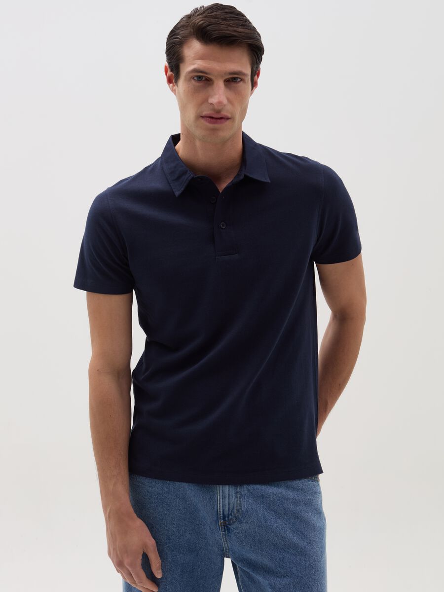 Solid colour piquet polo shirt_0