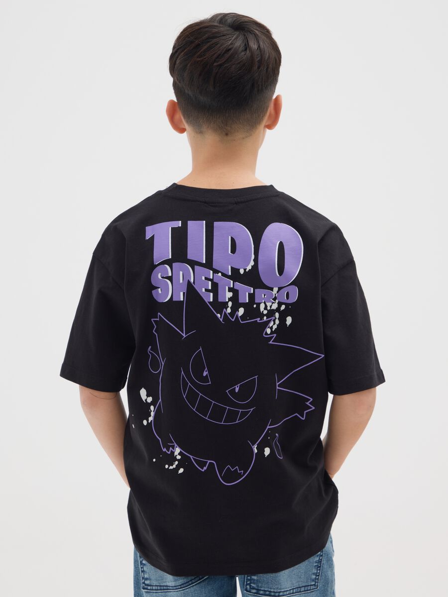 T-shirt nera da bambino in puro cotone regular fit con stampa Pokémon_1