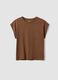 Brown pure cotton short-sleeve regular fit T-shirt_4