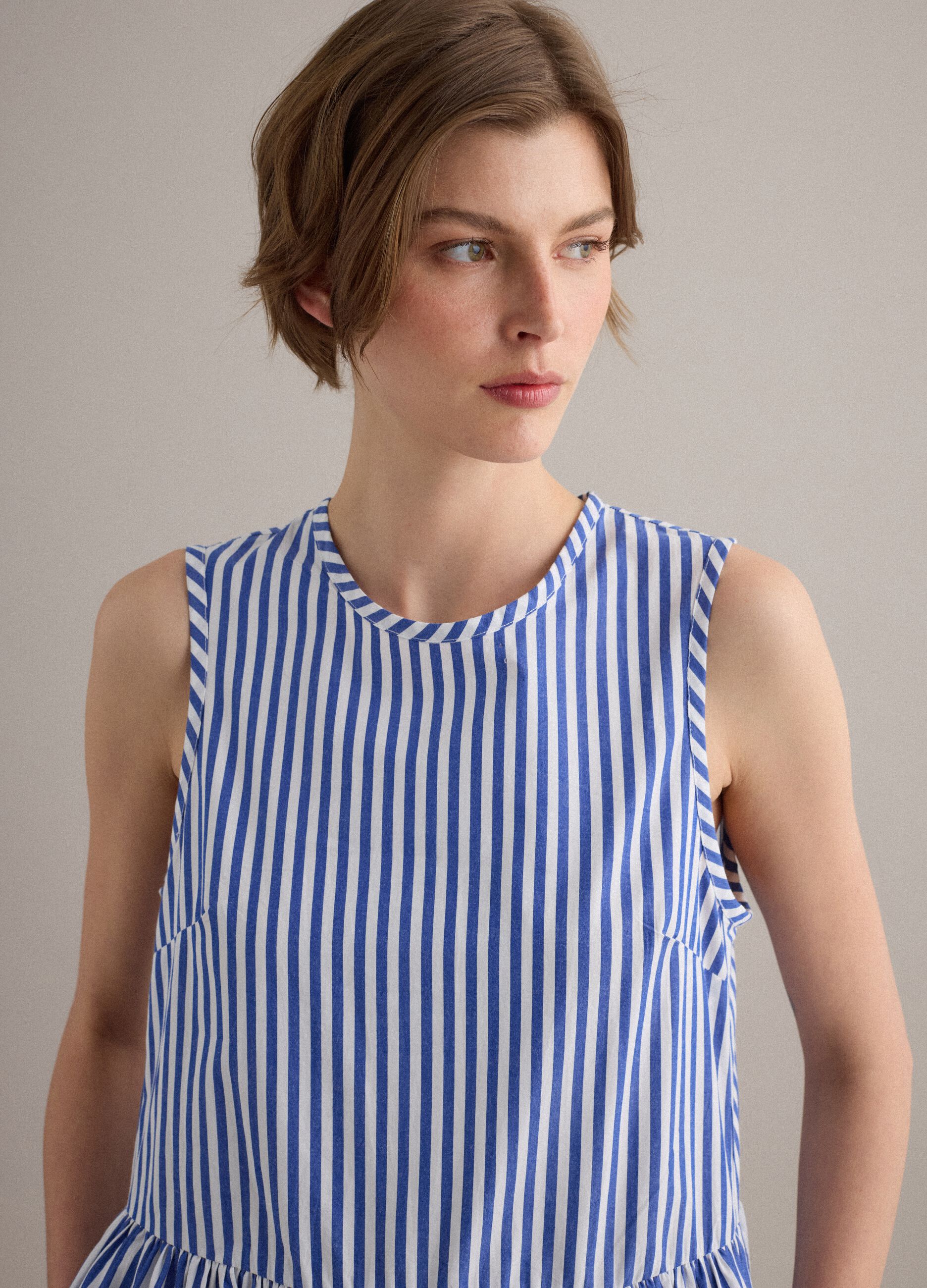 Multicolour striped pure cotton maxi dress, regular fit