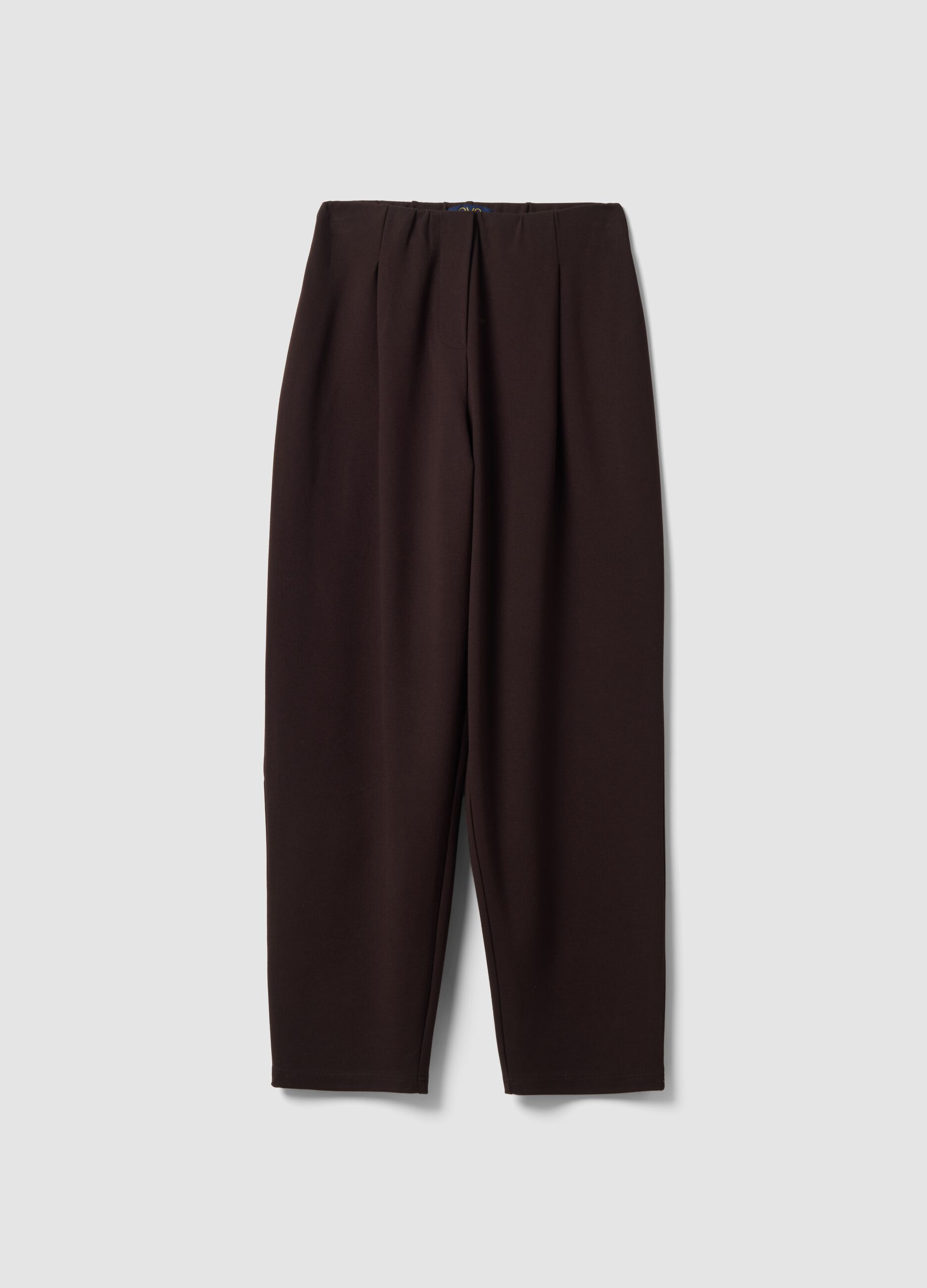 Brown stretch viscose Milano stitch barrel-fit jogger trousers