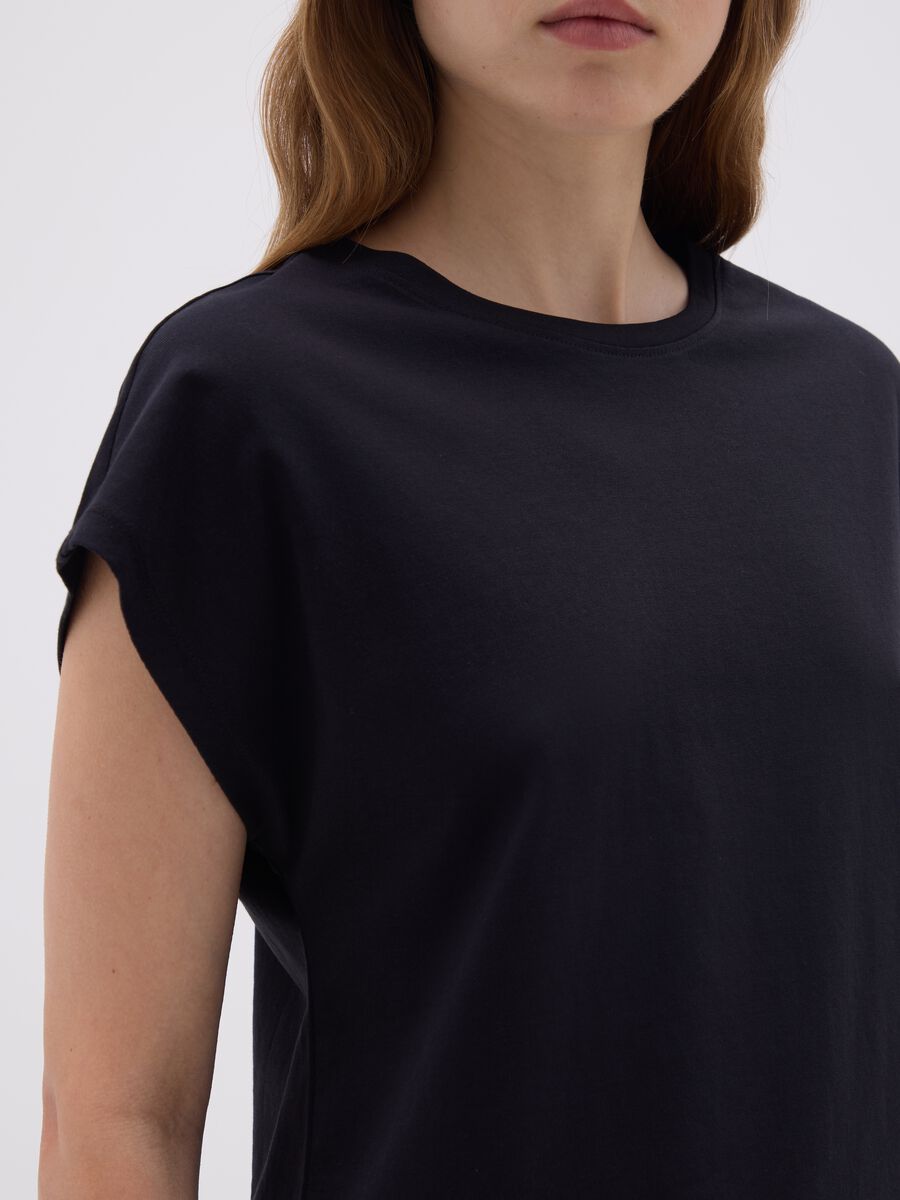 T-shirt da donna in puro cotone nero_3