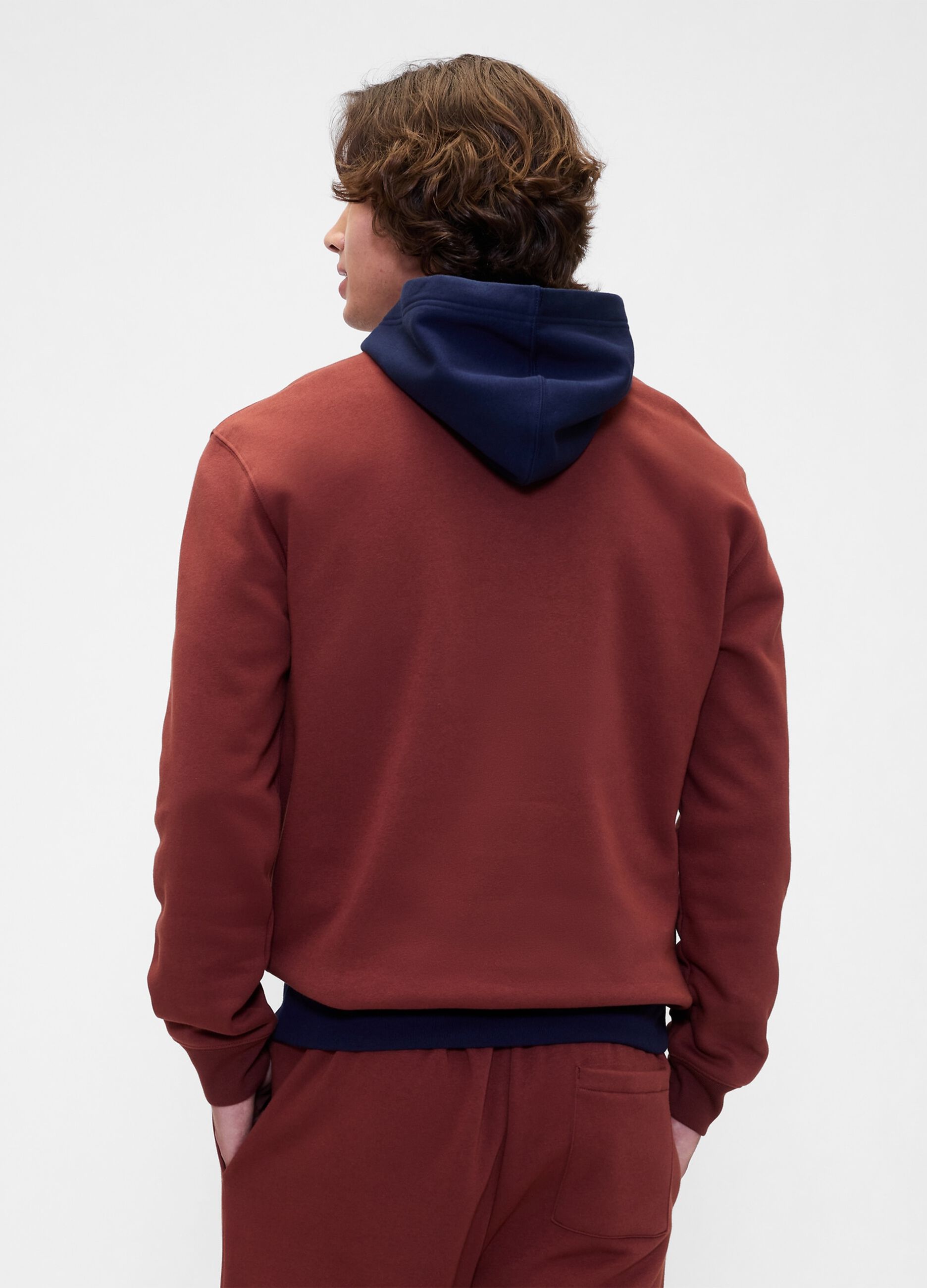 Red hooded cotton blend sweatshirt