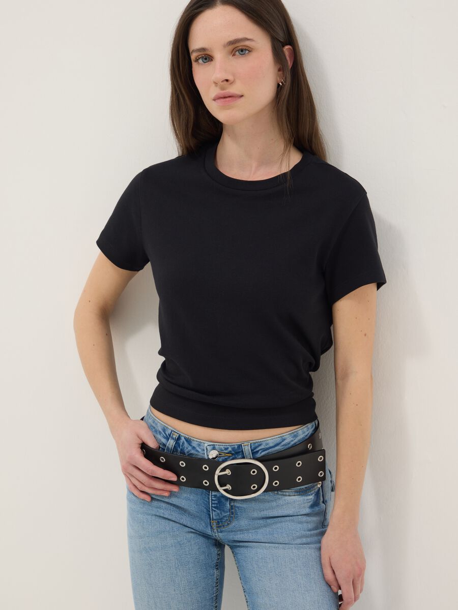 T-shirt in puro cotone nero regular fit_0