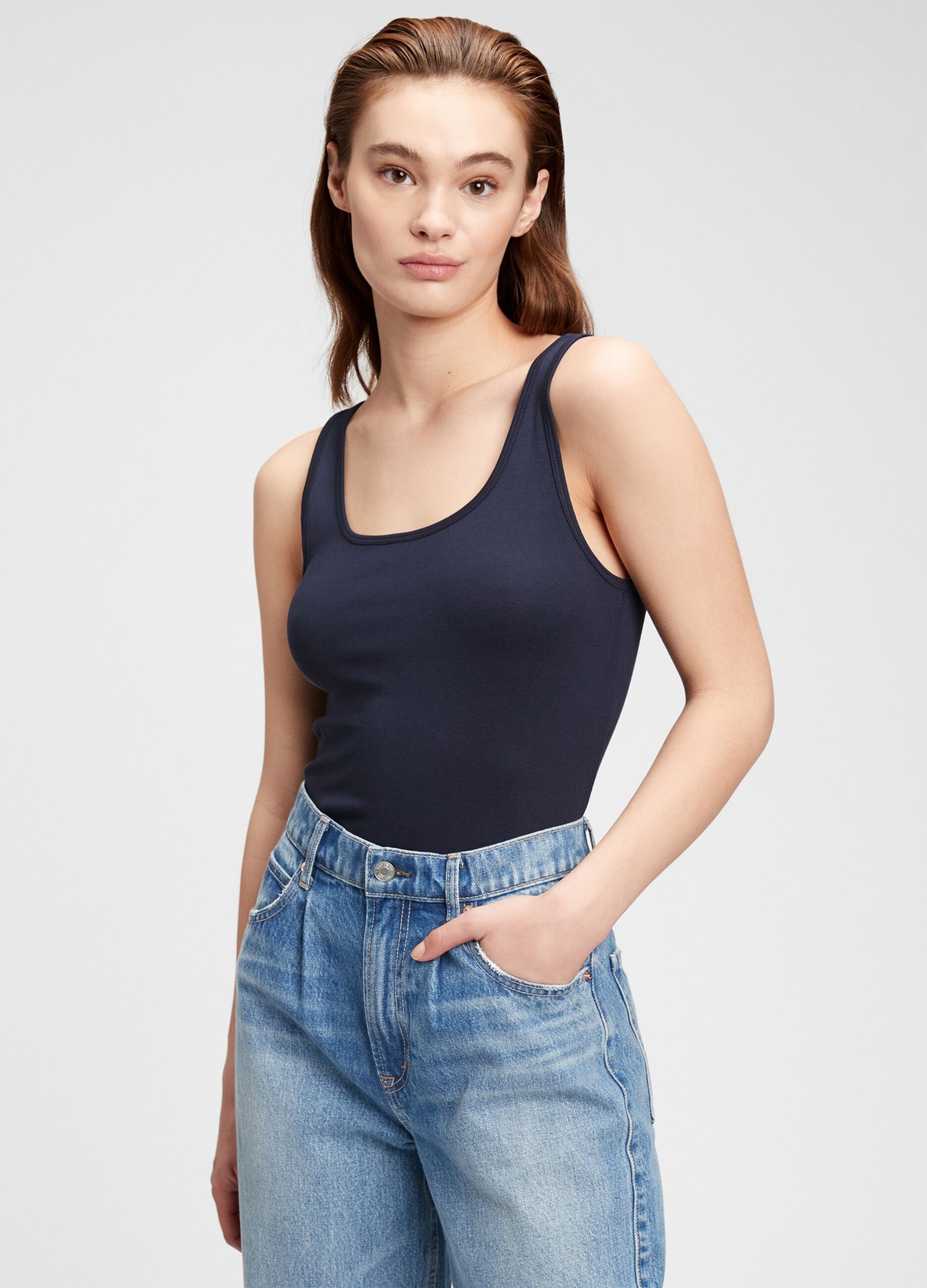 Tank top in cotton and modal.