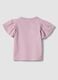 Girls&rsquo; pink pure cotton T-shirt with frill sleeves and rhinestones_1