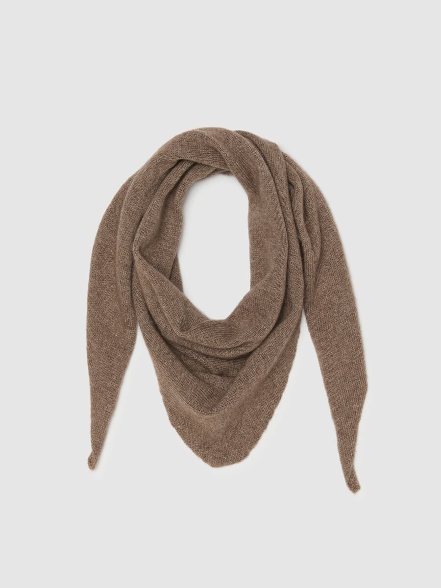 Brown scarf in wool and cashmere blend_0