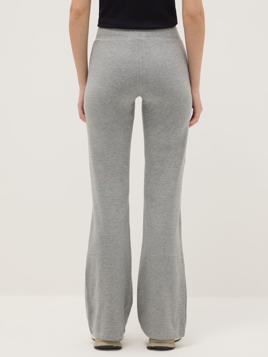 Grey flared stretch cotton leggings_2
