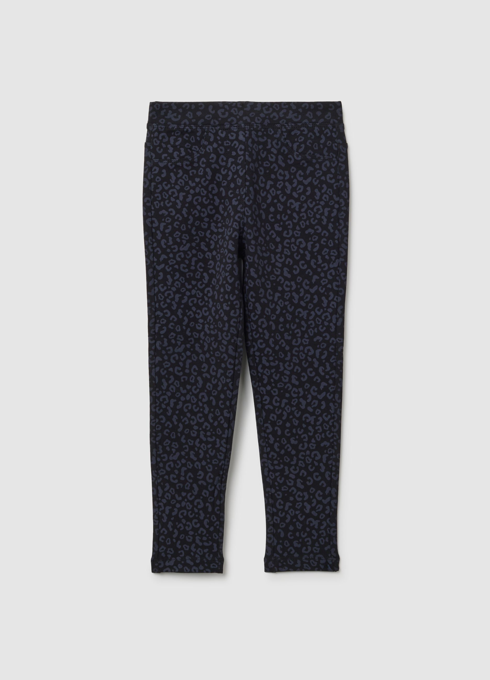 Treggings da bambina in cotone nero slim fit
