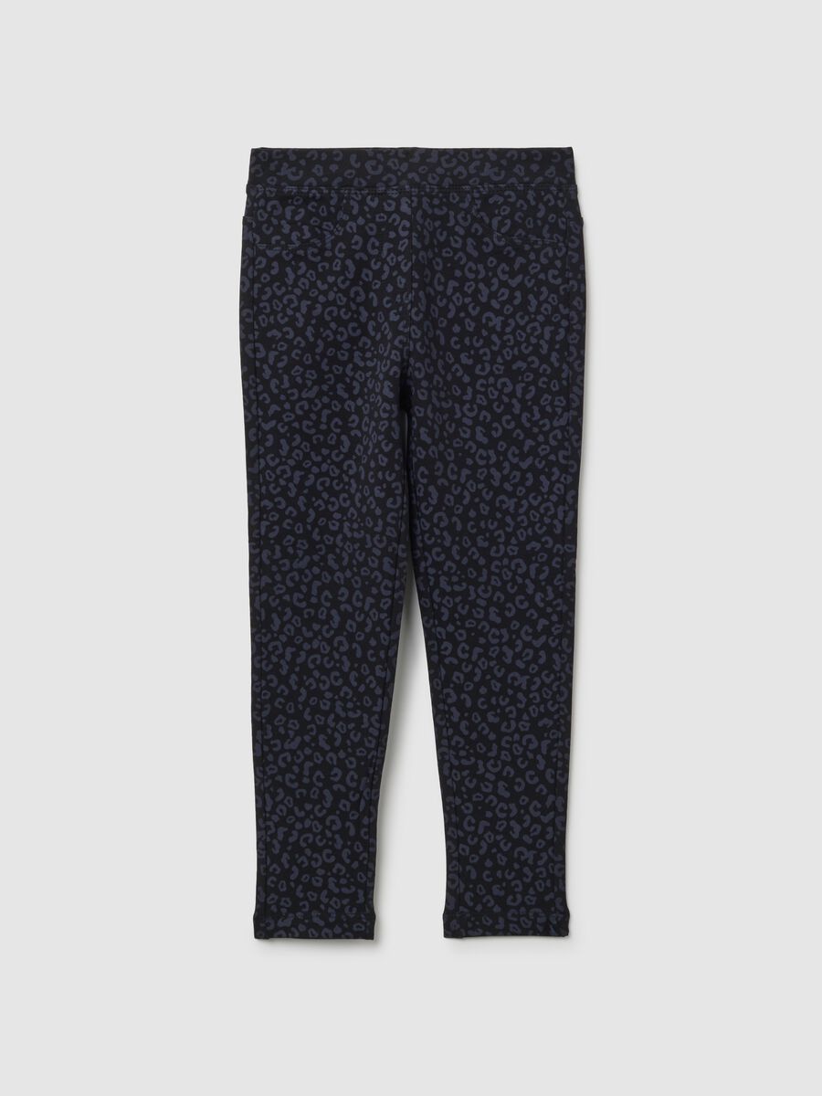 Treggings da bambina in cotone nero slim fit_0