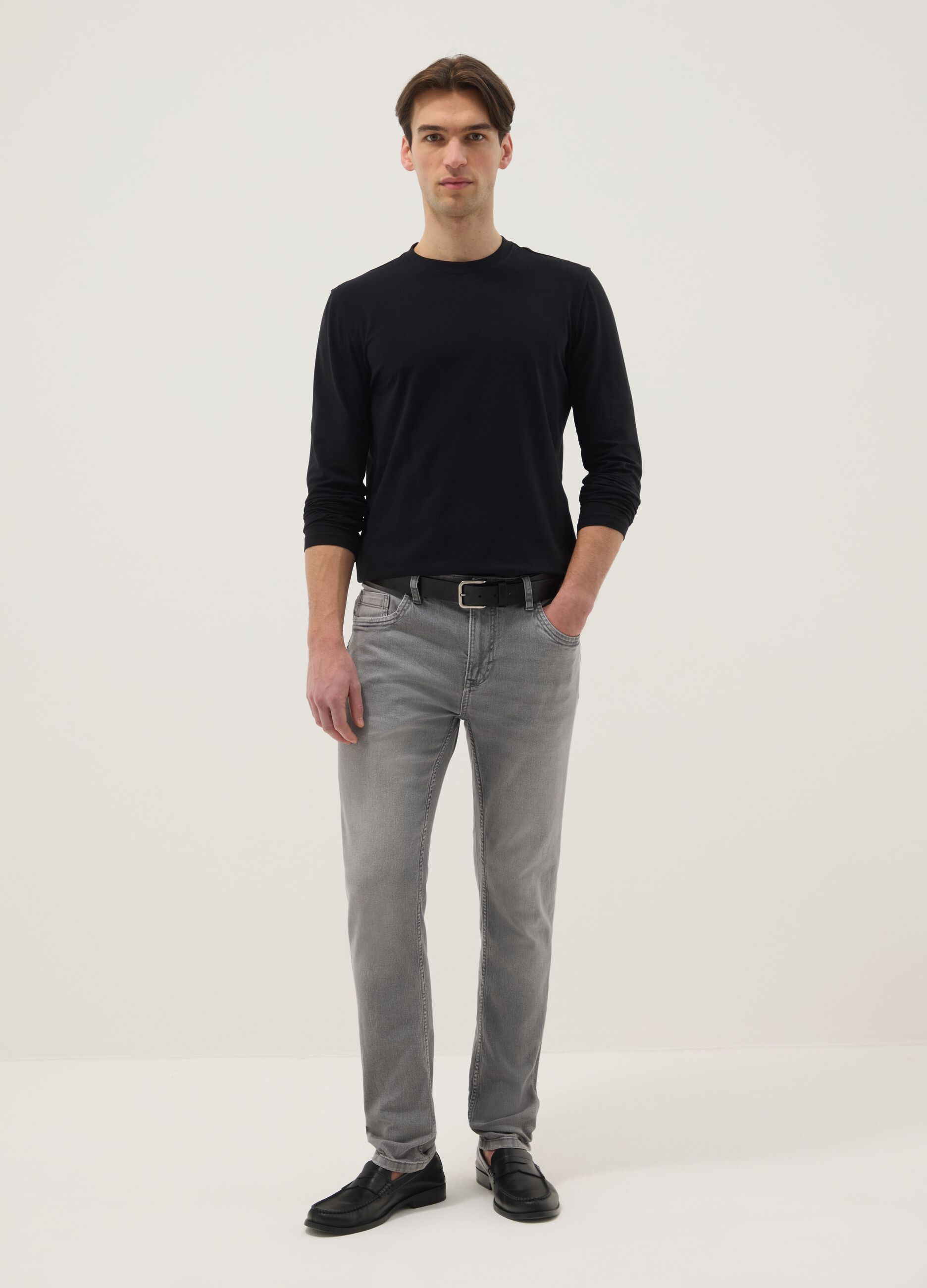 Grey super skinny cotton blend jeans