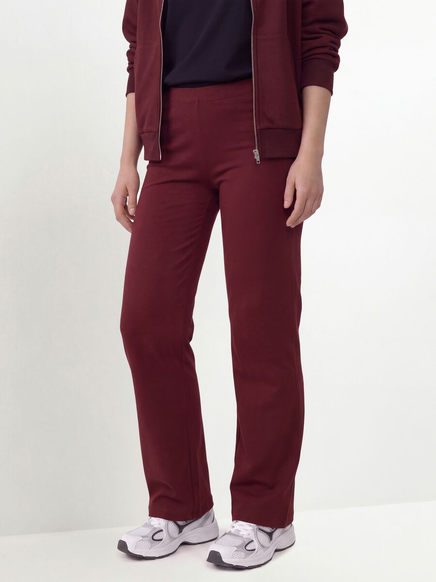 Leggings rossi flare in cotone elasticizzato_1