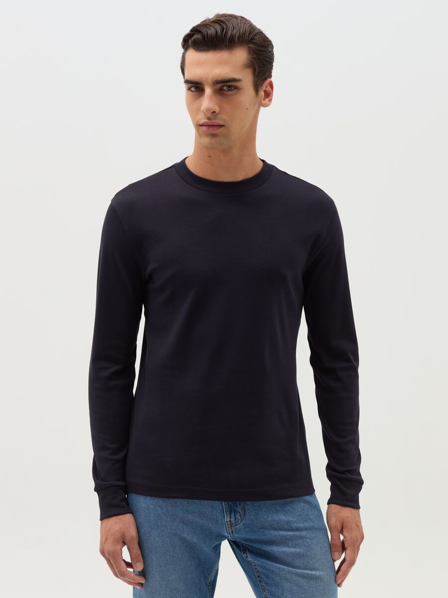 T-shirt girocollo in cotone interlock_0