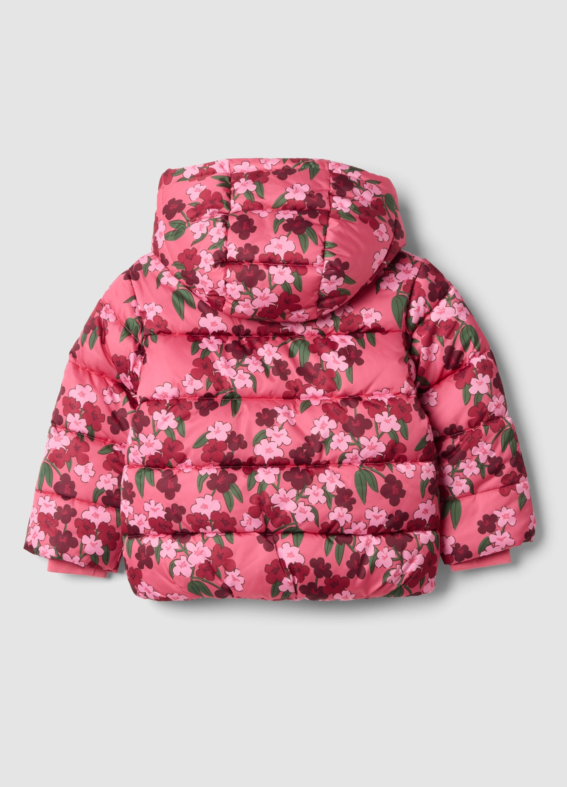 Girls&rsquo; multicoloured floral padded jacket with detachable hood